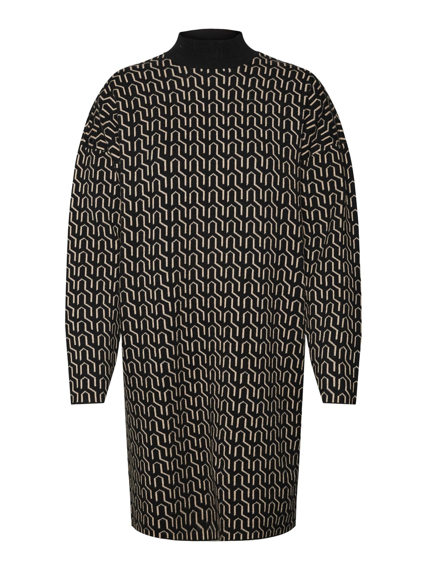 Vmgoldneedle Art Ls Short H Nk Dress Lcs (Black/w Bi)