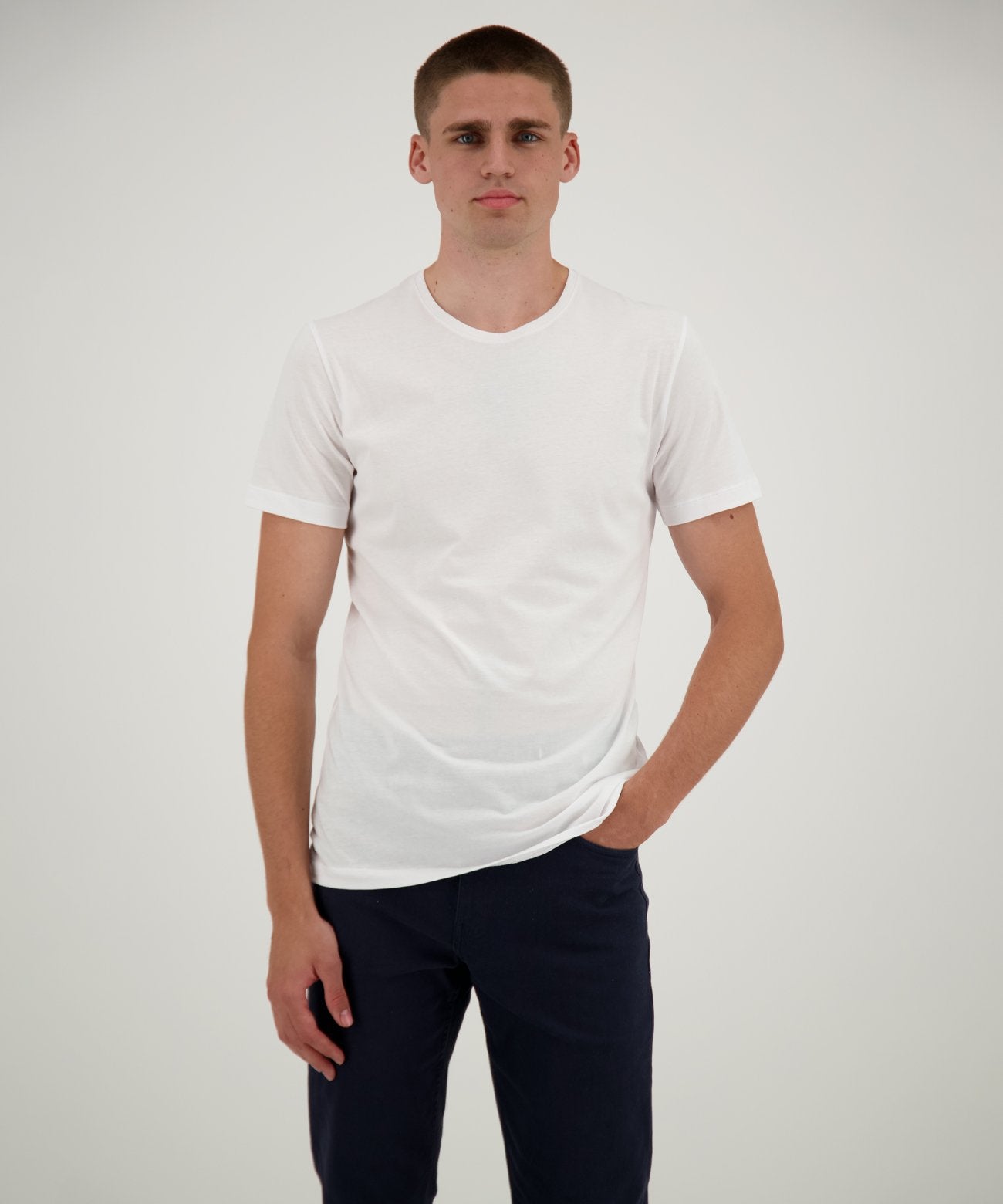 2 T-Shirt Doppelpack Bodyfit mit Rundhals (Weiss)