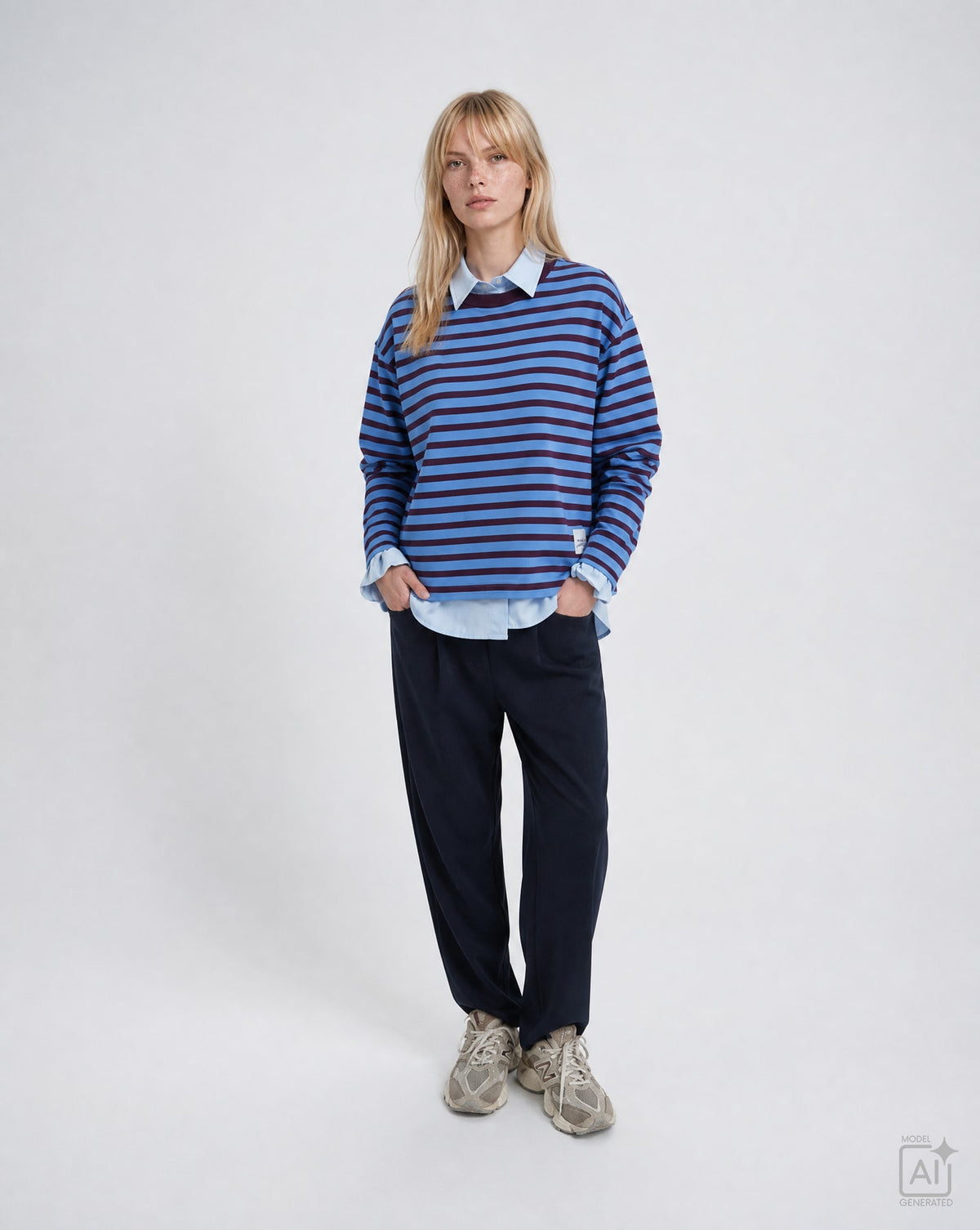 Boxy Sweatshirt Soul Studio Striped (Saphire)