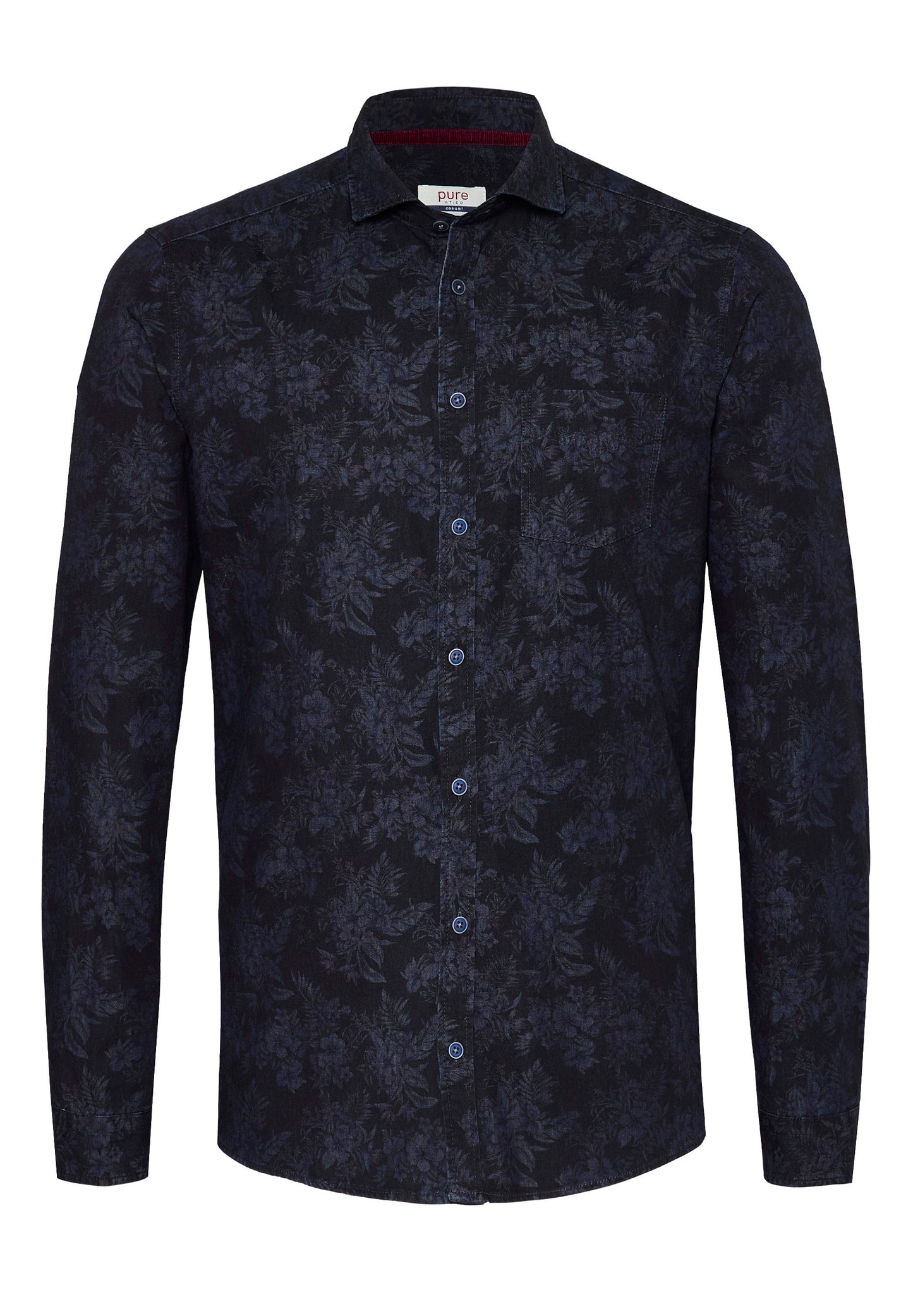PURE- Casual Hemd Langarm (Druck Bordeaux)