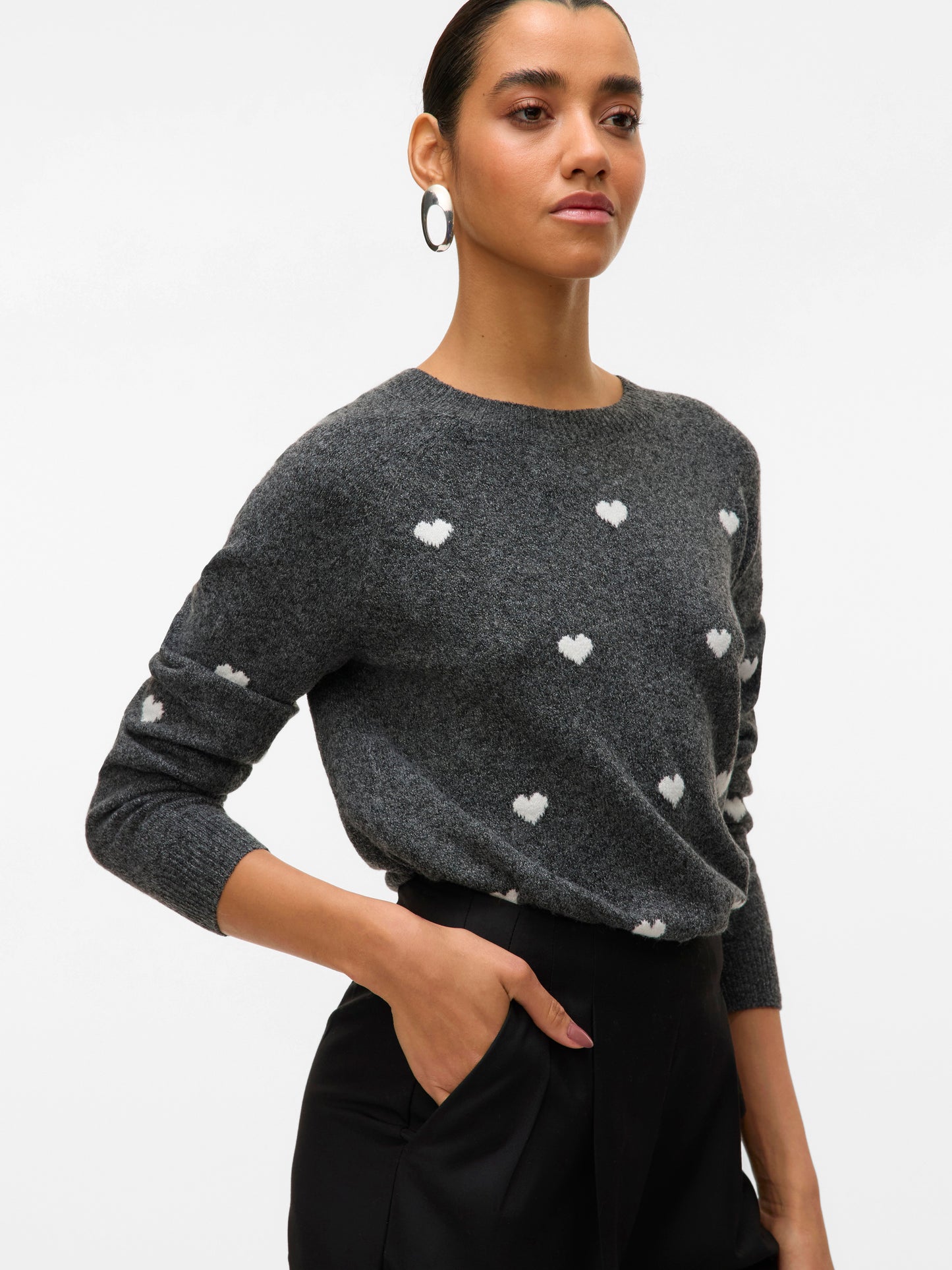 Vmdoffy Intarsia Ls O-nck Pullov Ga Noos (Dark Grey)
