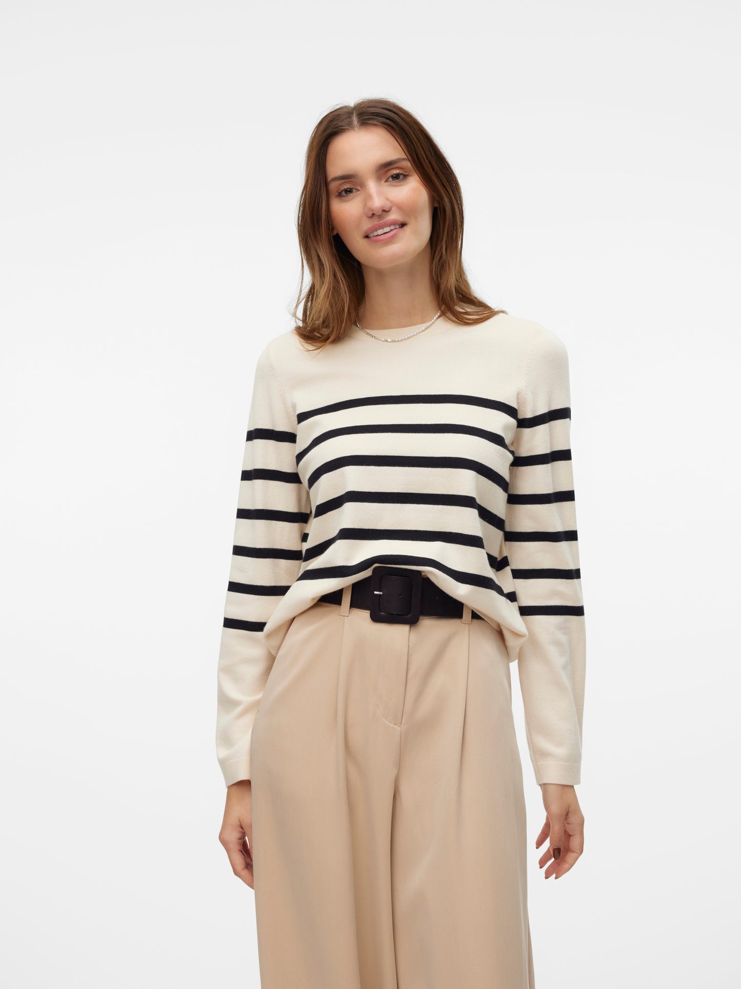 Vmsaba Plain Ls O-neck Pullover Ga Noos (Birch/blac)