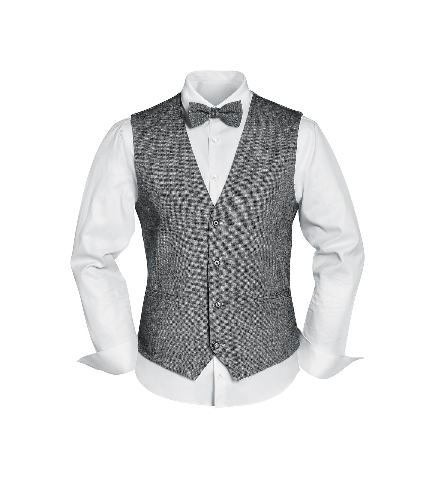 Set Weste,Fliege+Einstecktuch (M-grau)