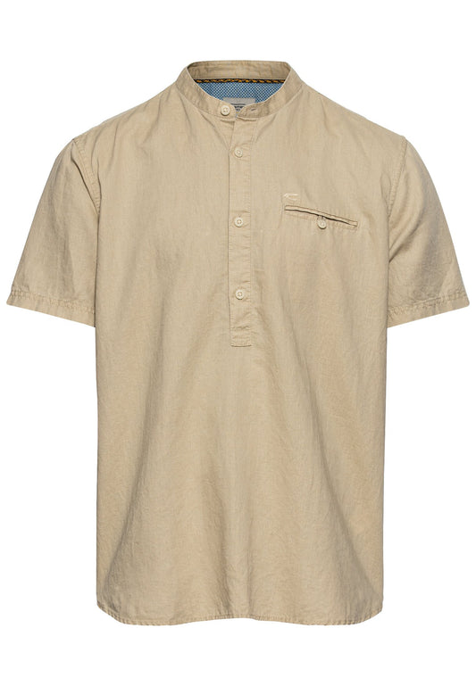 Kurzarm Hemd aus einem Leinen-Baumwollmix (Sand)