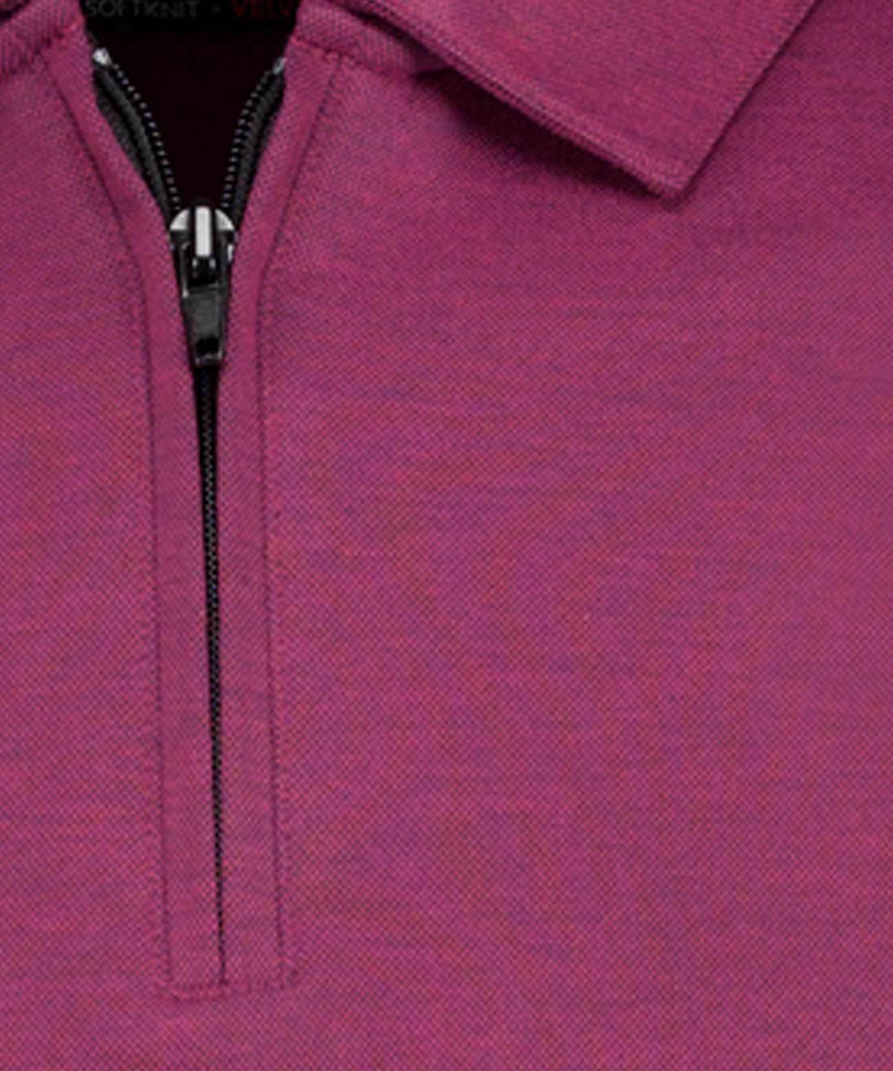 Softknit-Polo mit Zip, Velvet Touch (Beere)