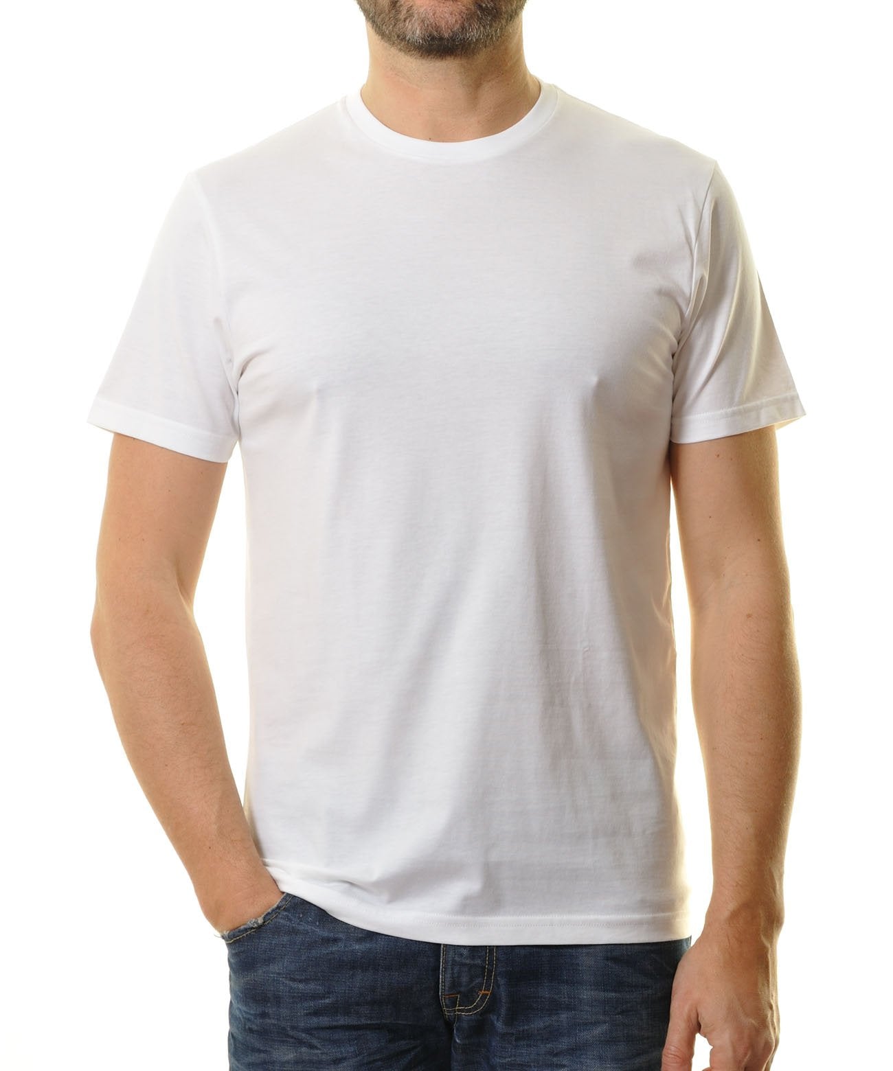 RAGMAN Doppelpack - 2 T-Shirts mit Rundhals (Weiss)