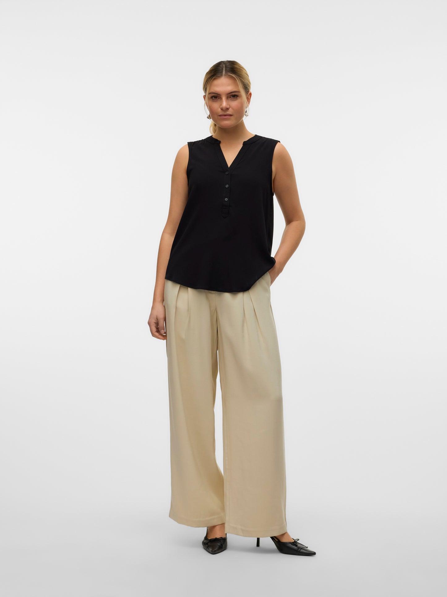 Vmbella Sl V-neck Top Wvn Ga Noos (Black)