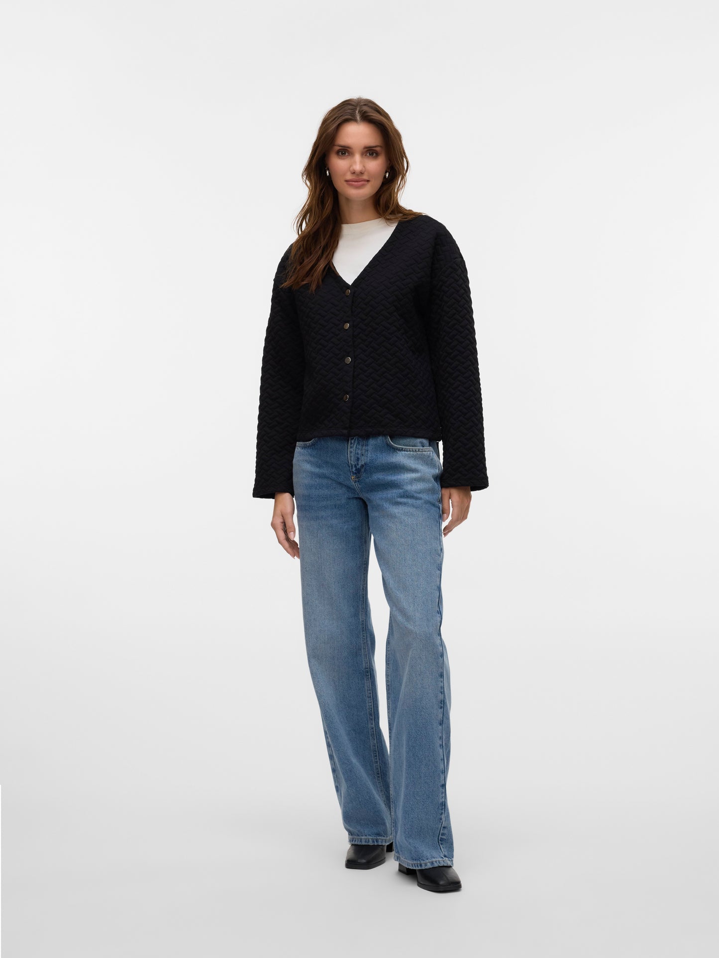Vmvinnie L/s Quilted Cardigan Jrs Btq Ga (Black)