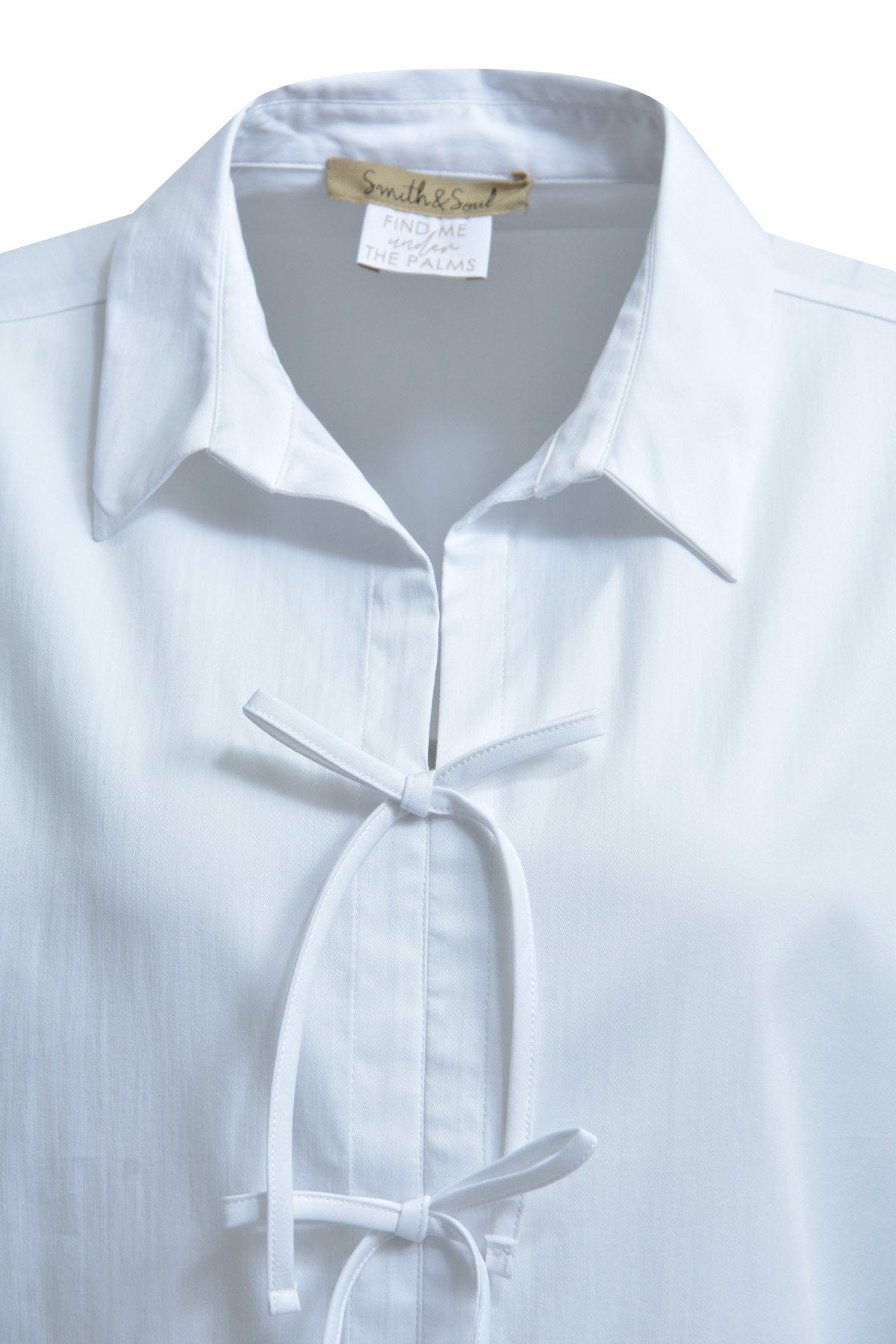 Dropped Shoulder Bow Blouse (White)
