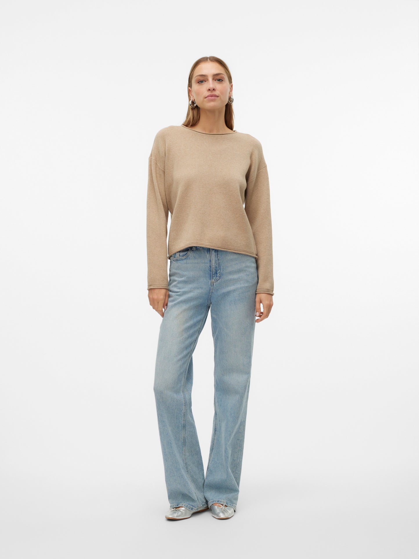 Vmgold Roll Ls O-neck Pullover Ga (Silver Min)