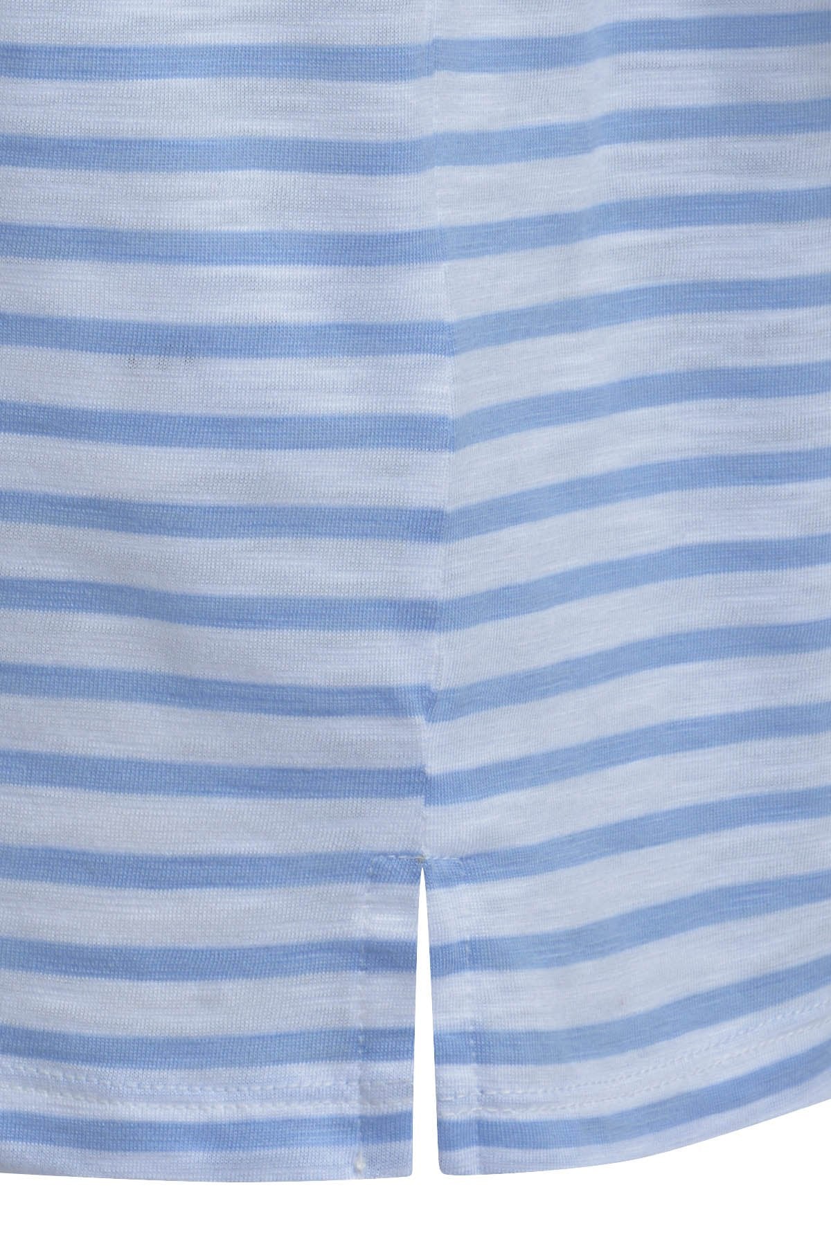 T-Shirt V-Neck Striped (Jeansblue)