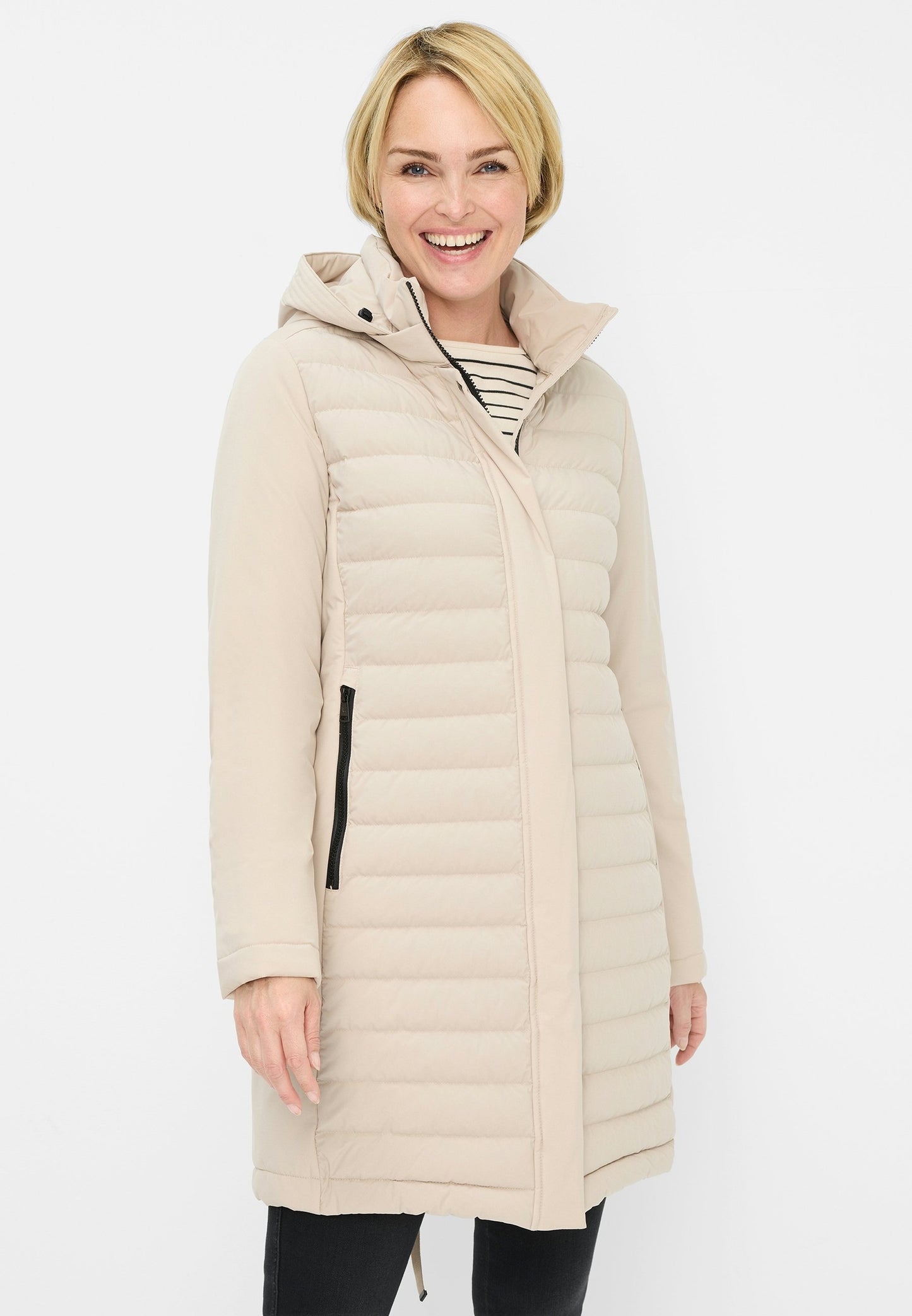 Steppkurzmantel (Beige/kitt)