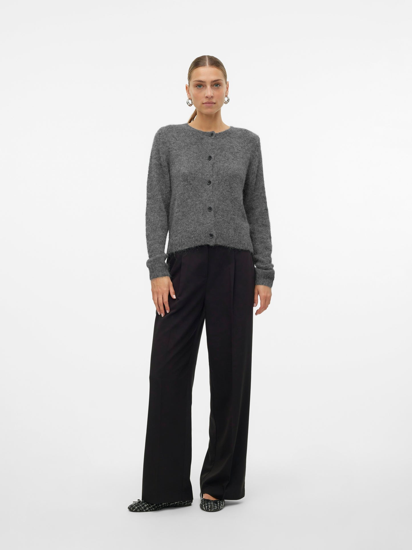 Vmnovah Ls O-neck Button Cardi Ga Noos (Medium Grey M)