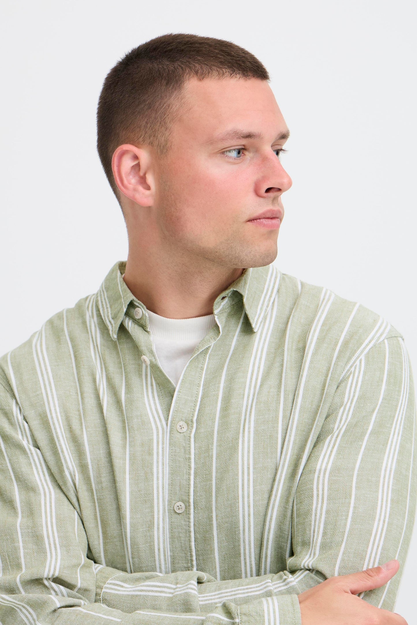 Bhbobby Linen Stripe (Oil Green)