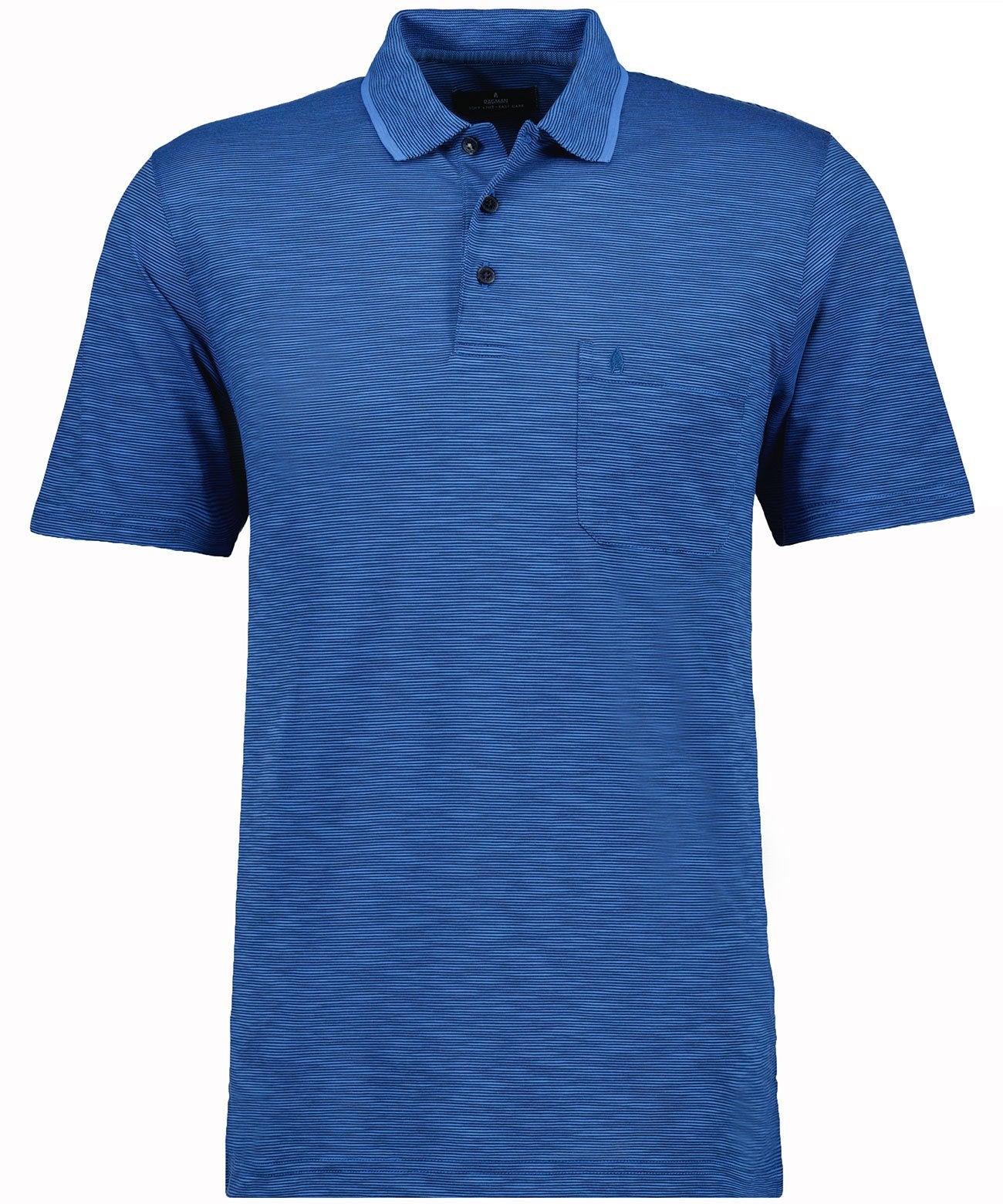 Softknit-Polo gestreift, Flammdesign (Blau)
