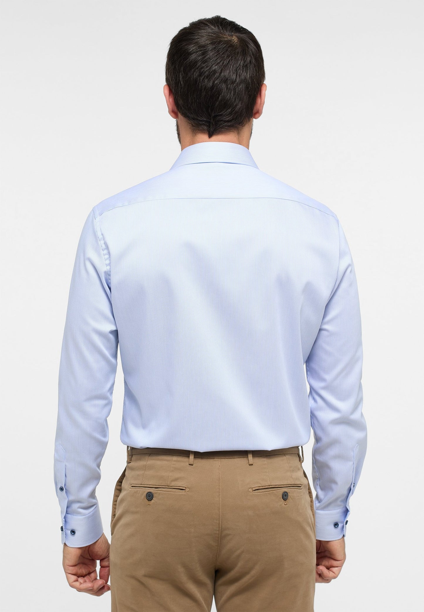 Hemd Satingewebe Langarm (Mittelblau)
