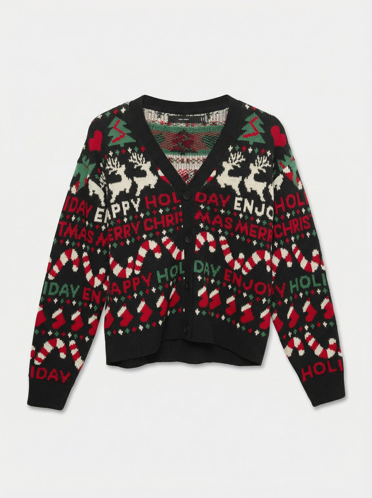 Vmxmas Holiday Ls V-neck Cardigan Xmas (Black/w. V)