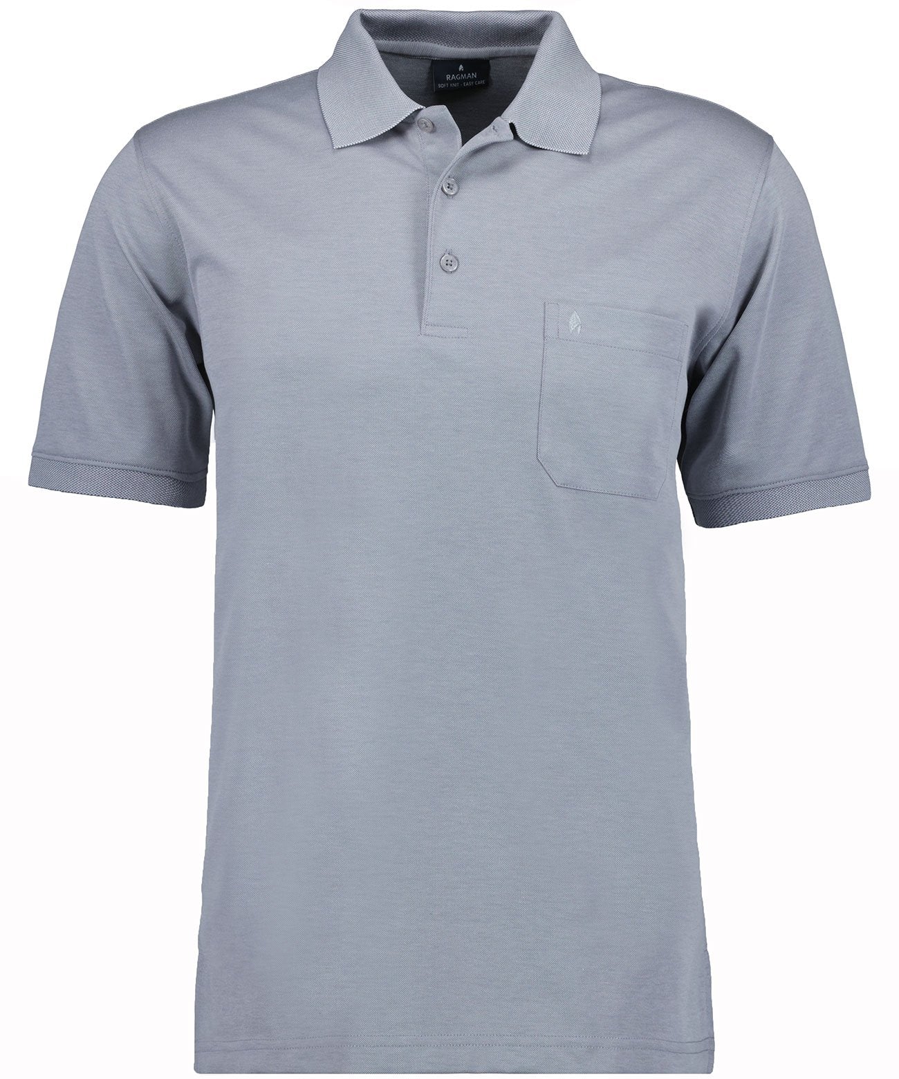 Softknit-Polo mit Brusttasche, kurzarm (Silber)