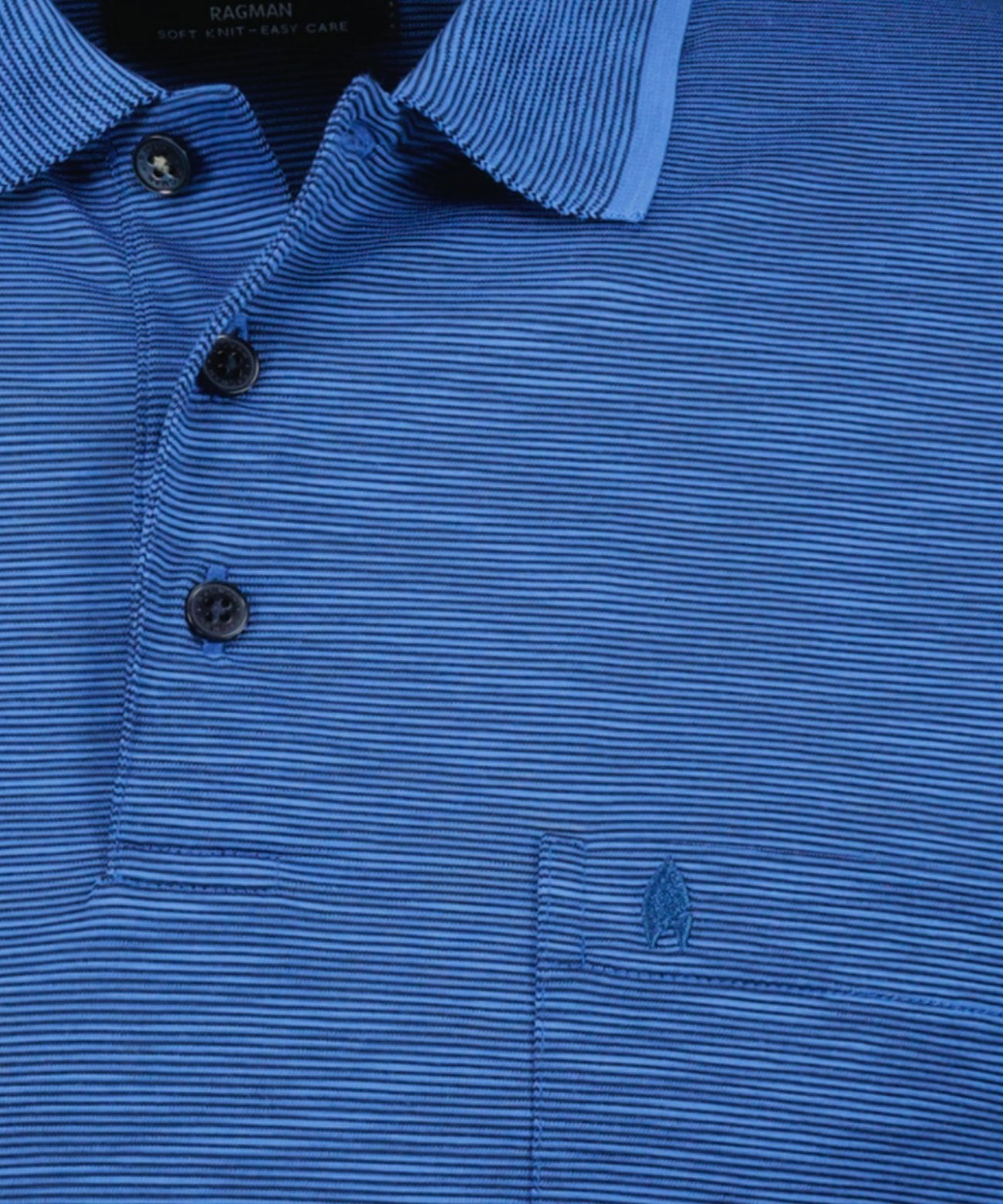 Softknit-Polo gestreift, Flammdesign (Blau)