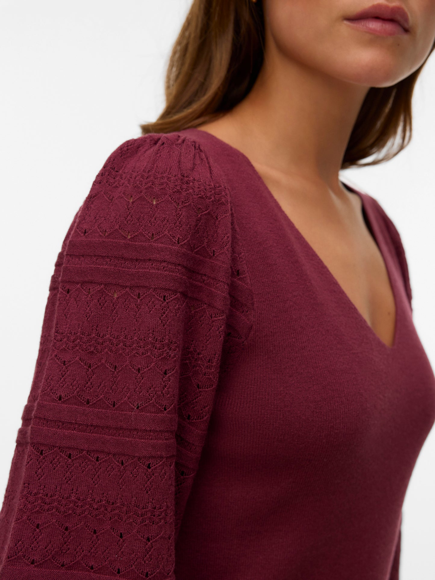 Vmnewlimone Ls V-neck Pullover Boo (Windsor Wine)