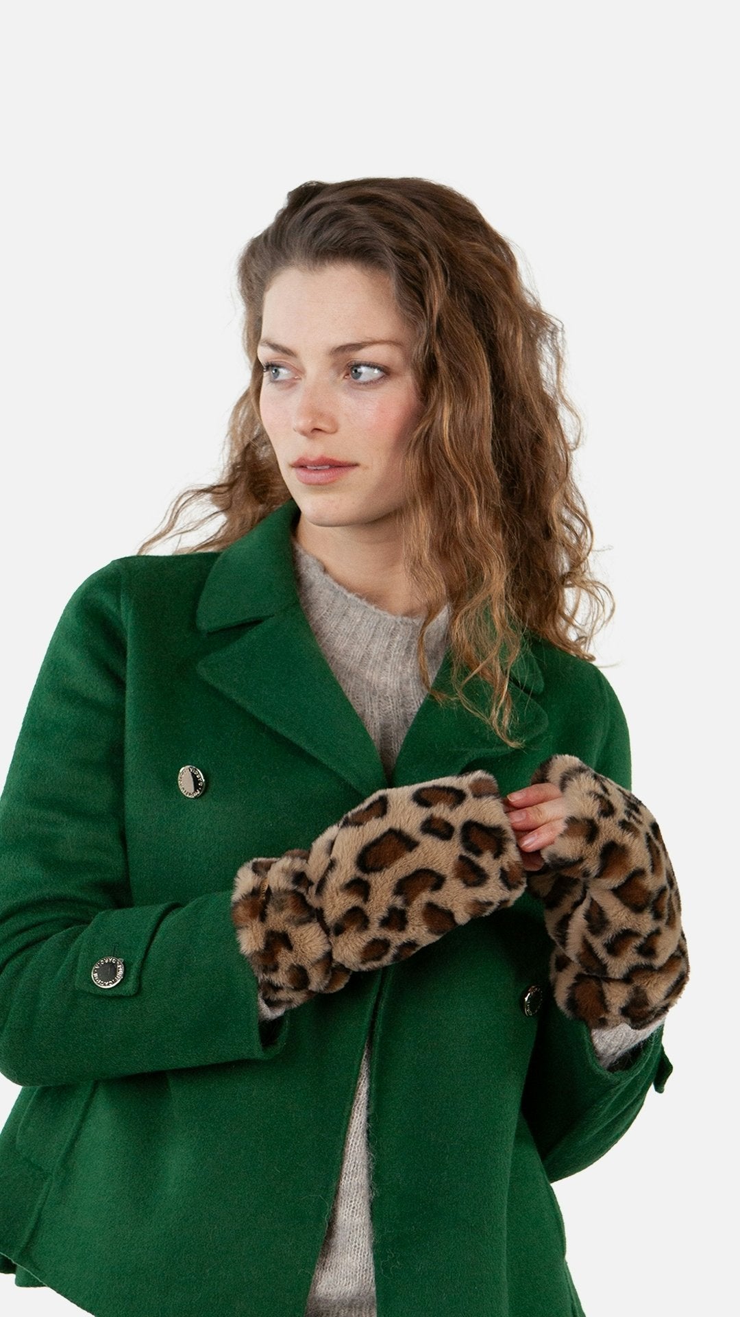 Britamu Fingerless Gloves (Brown Print Brown)