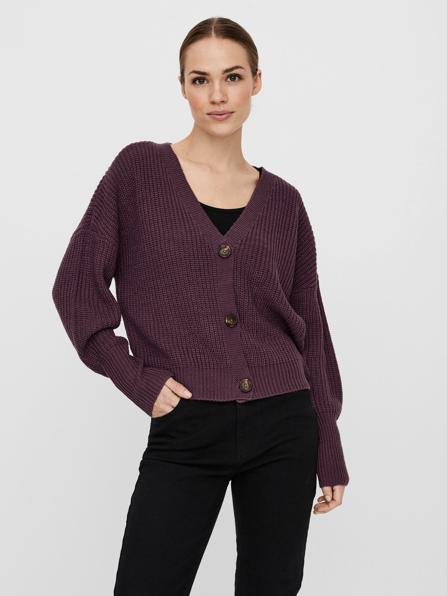 Vmlea Ls V-neck Cuff Cardigan Noos (Winetasting)