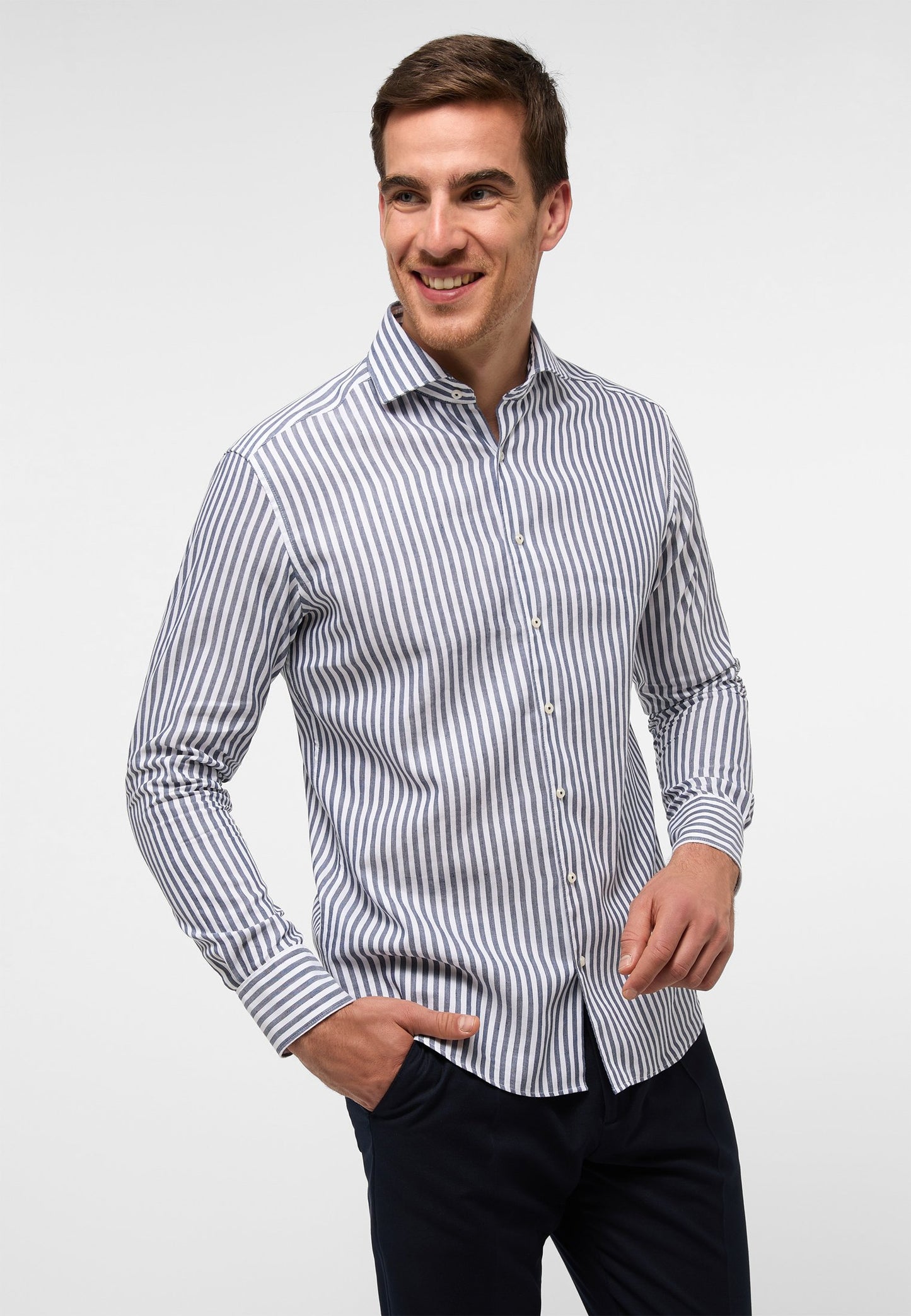 Linen Shirt Twill Langarm (Marine)