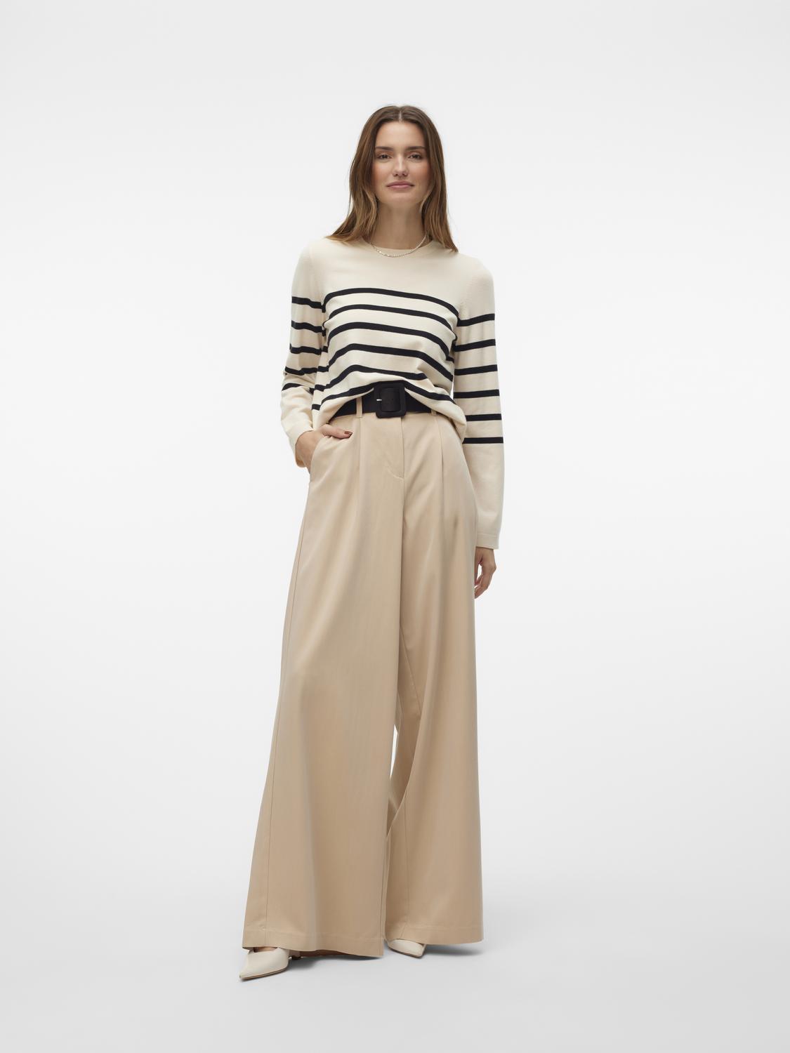 Vmsaba Plain Ls O-neck Pullover Ga Noos (Birch/blac)