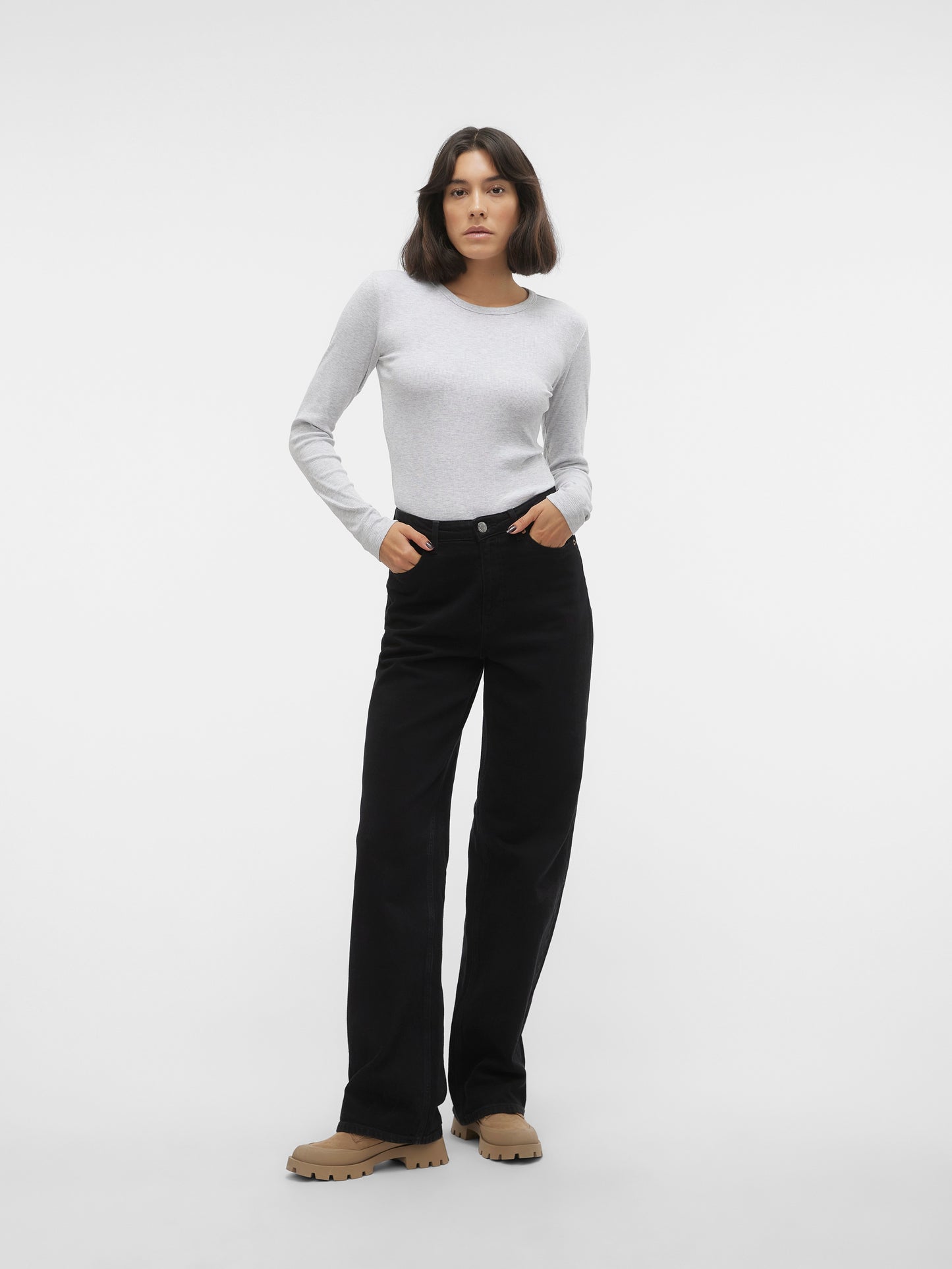 Vmchloe Ls Short Top Ga Jrs Noos (Light Grey Me)