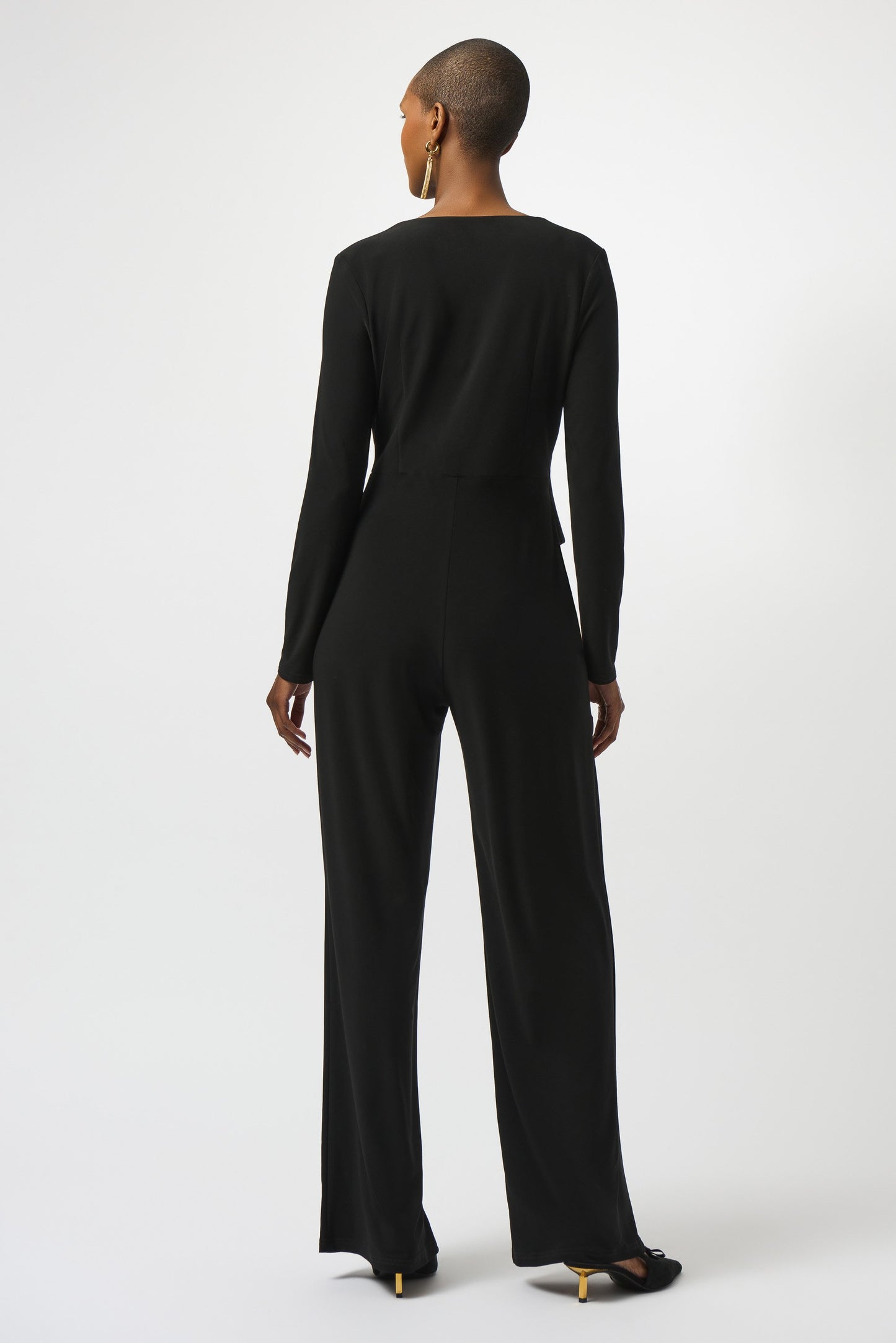 Jumpsuit aus feinem Jersey mit weitem Hosenbein (Schwarz)