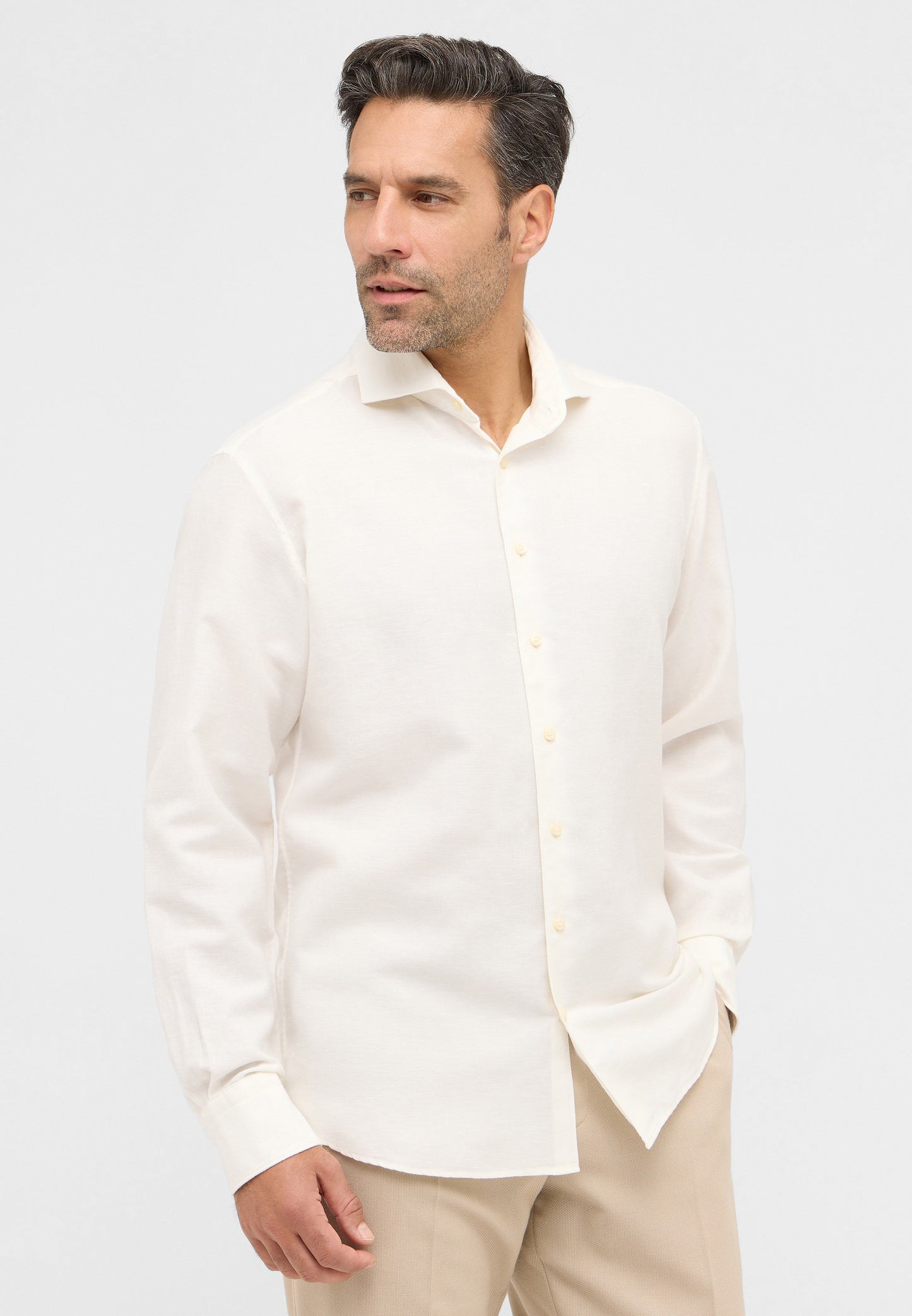 Linen Shirt Twill Langarm (Beige)