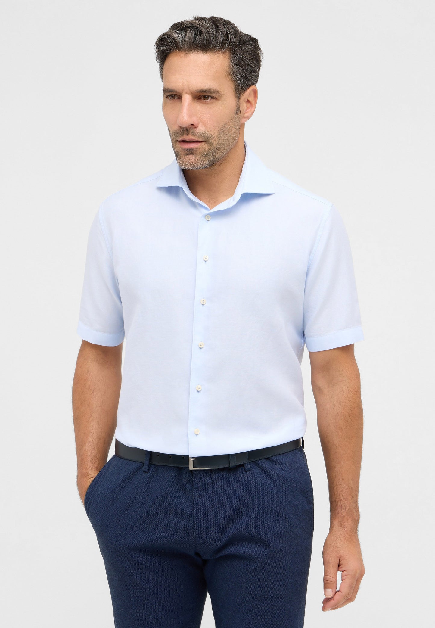 Linen Shirt Twill Kurzarm (Hellblau)