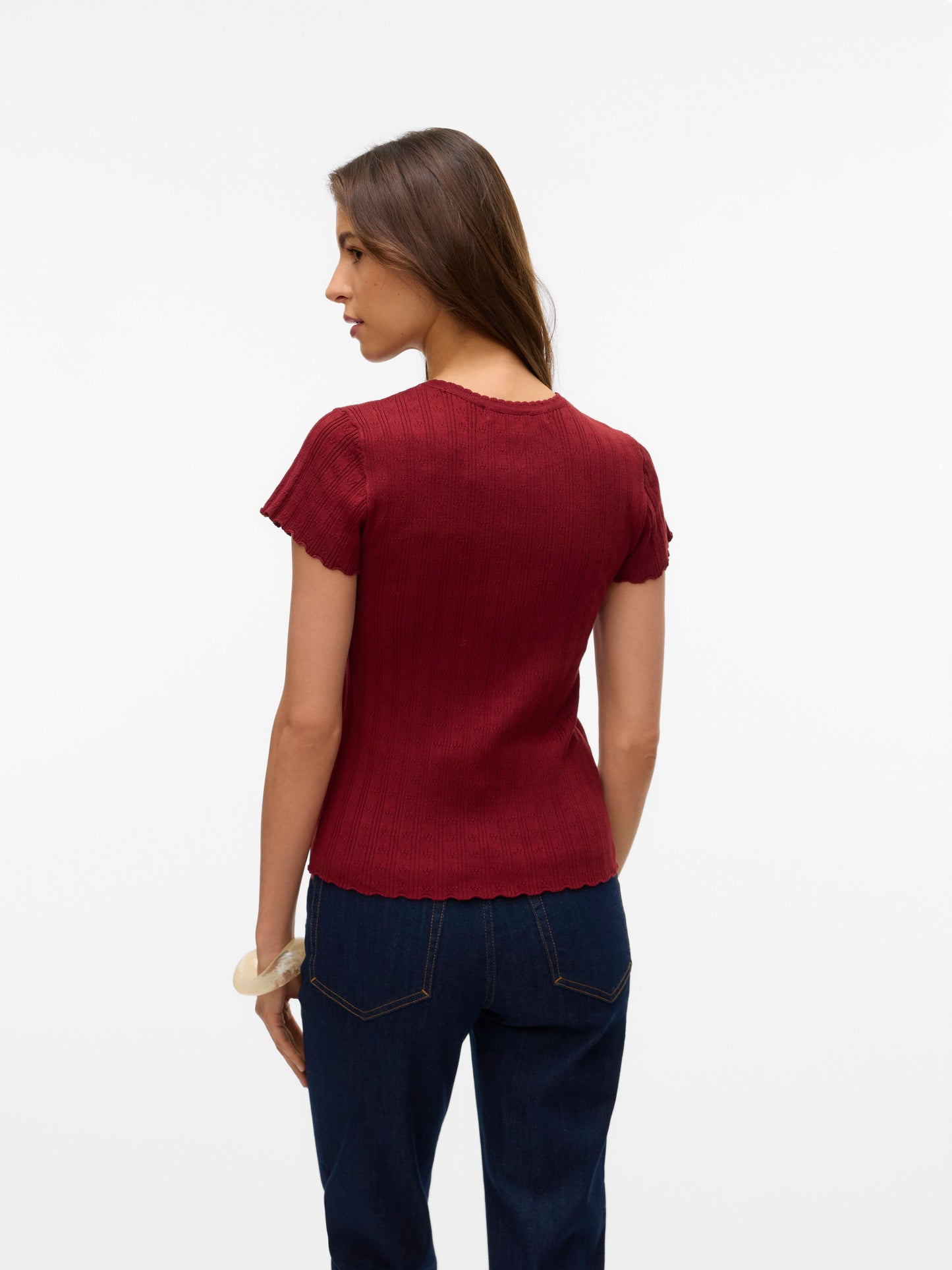 Vmwillow Pointelle C/s O-neck Pull Boo (Syrah)