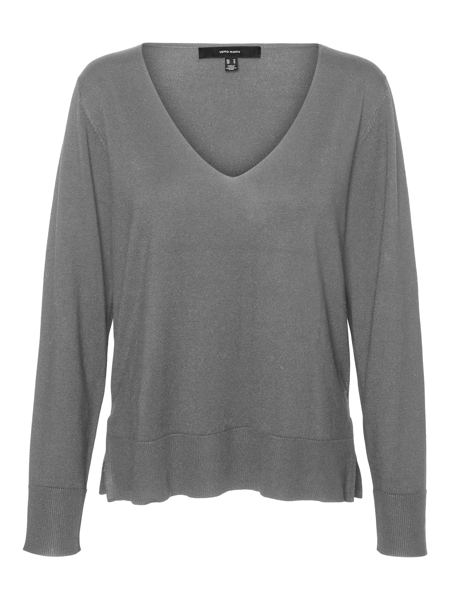 Vmsilje Ls V-neck Pullover Ga Noos (Medium Grey M)