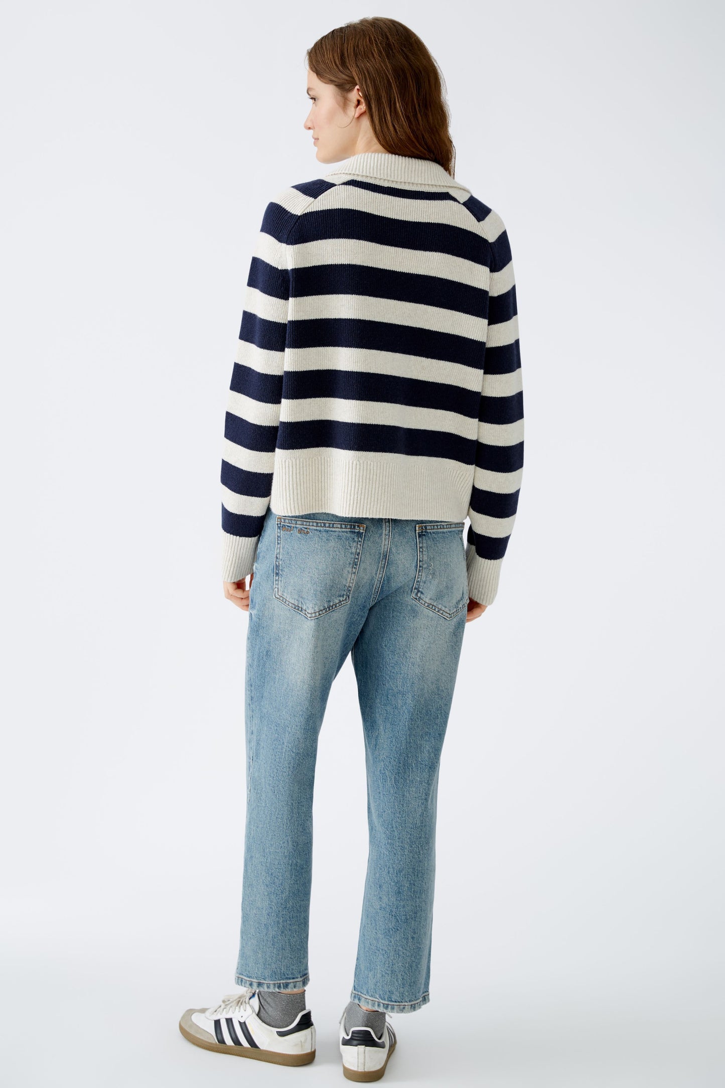 Pullover Wolle - Modalmischung (White Blue)