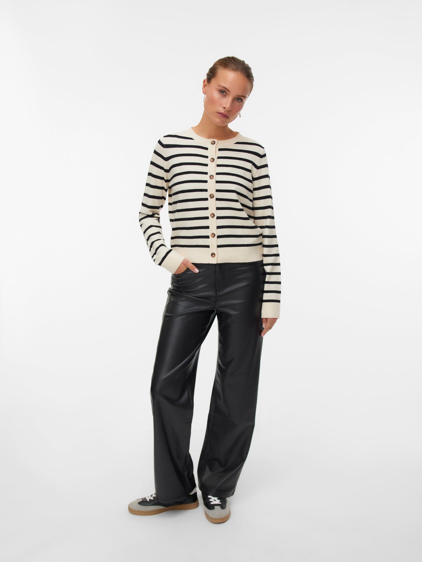 Vmsaba Plain Ls O-neck Cardigan Noos (Birch/w. B)