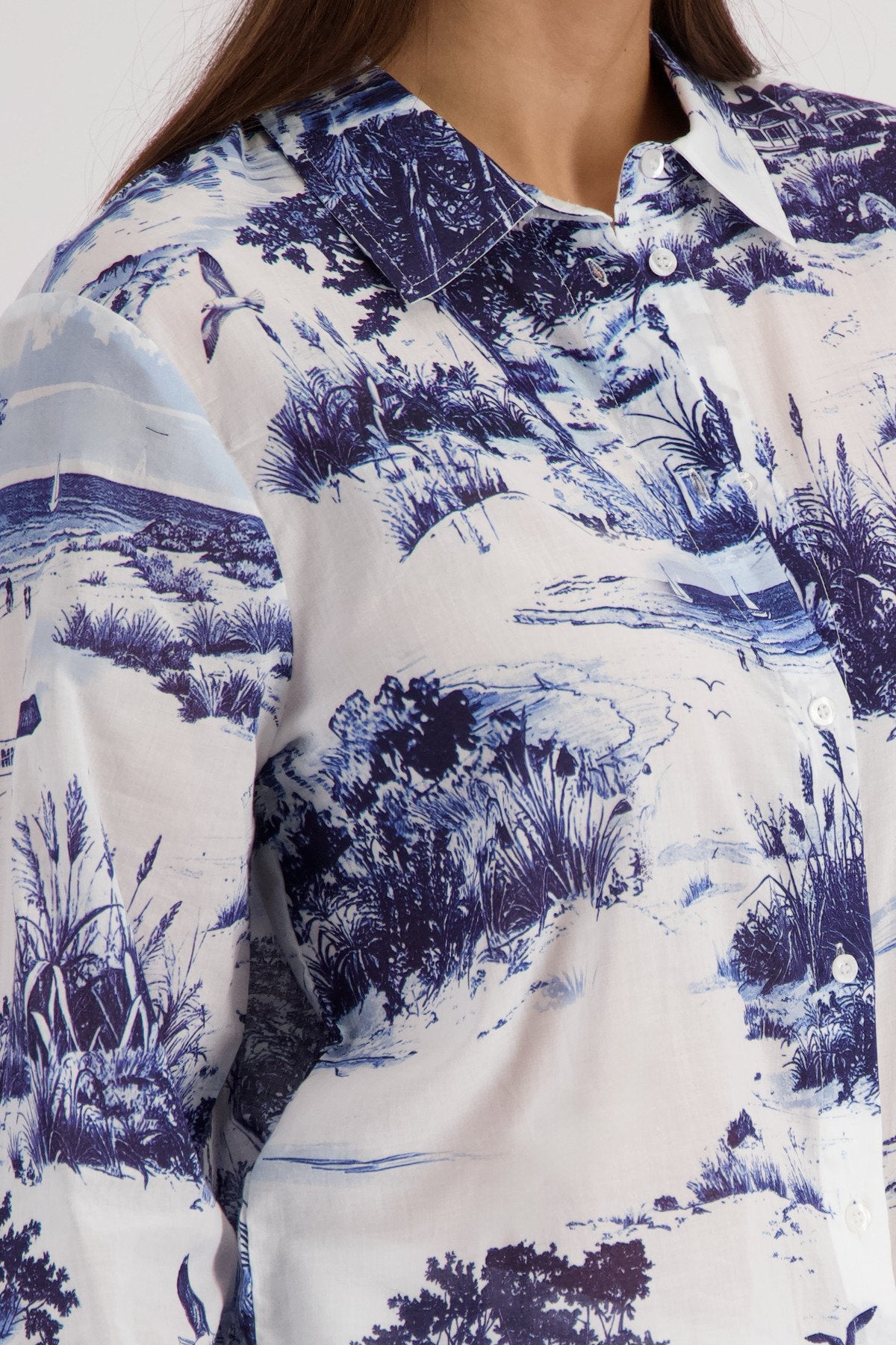 Bluse (Marine Gemustert)
