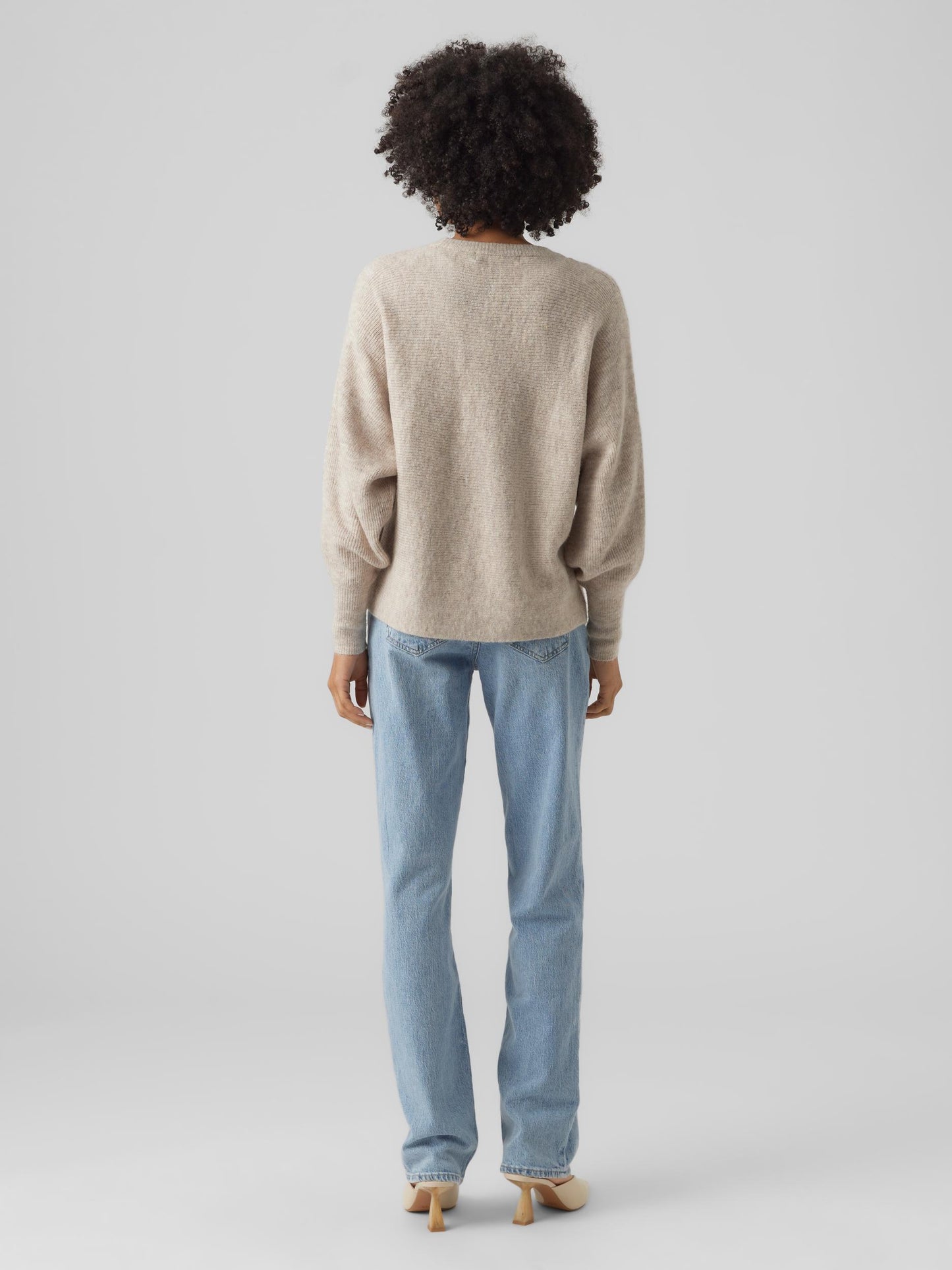 Vmemerald Lefile Ls V-neck Pull. Low (Birch/w. M)