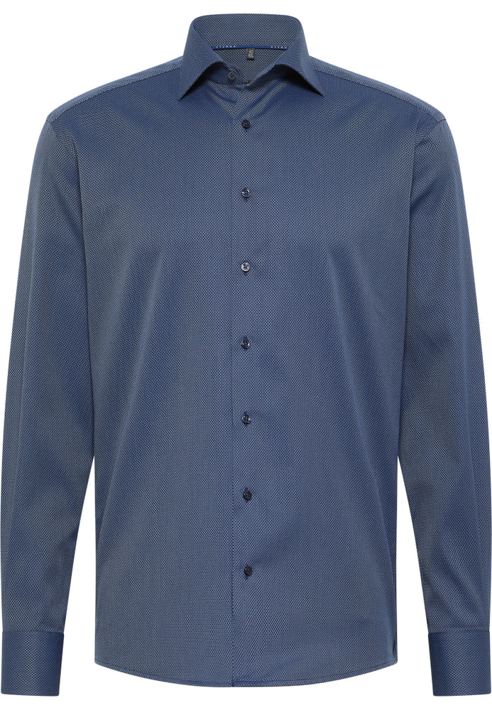 ETERNA strukturiertes Baumwoll-Hemd MODERN FIT (Marine)