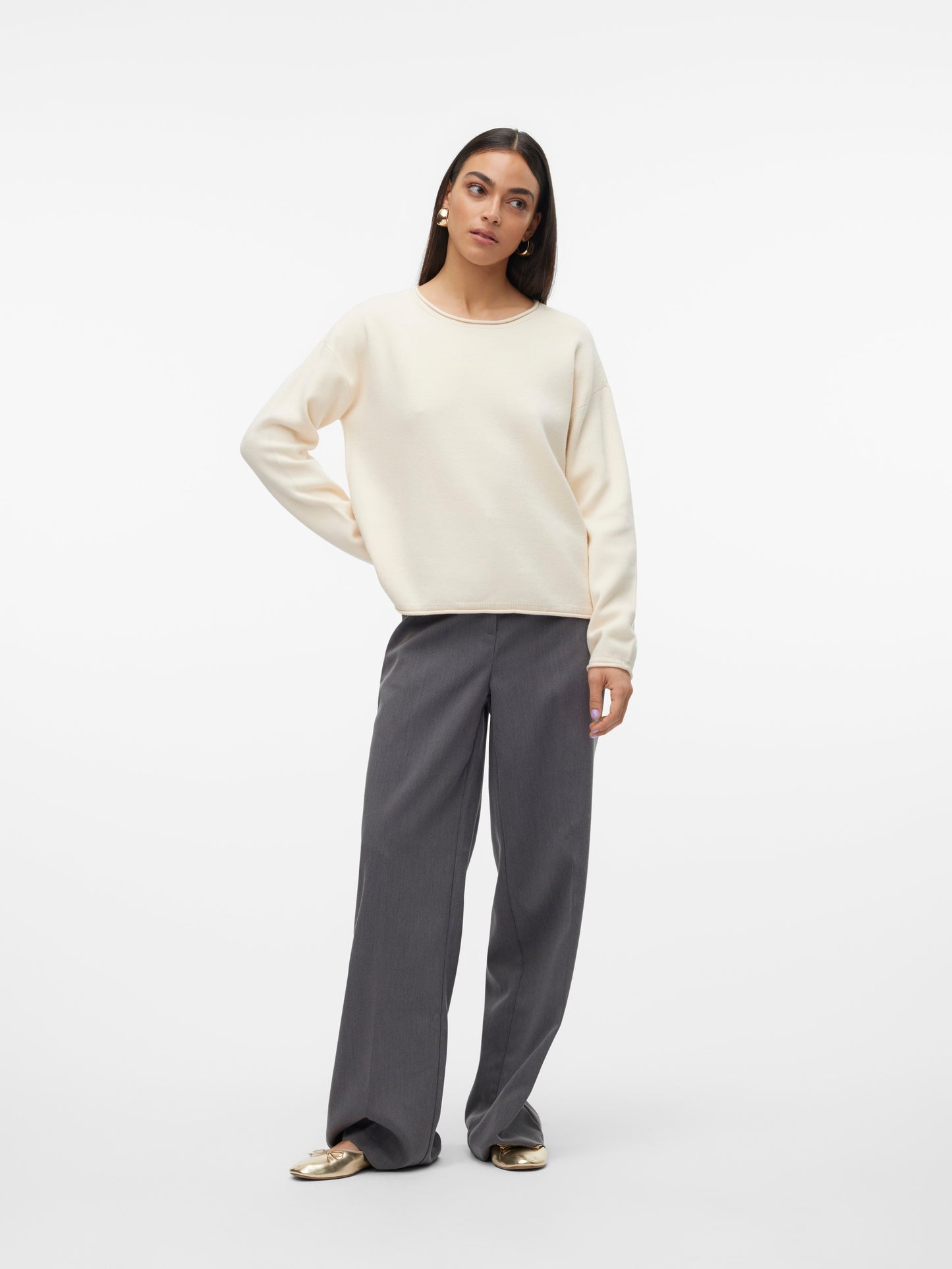 Vmsaba Roll Ls O-neck Pullover Ga Noos (Birch)