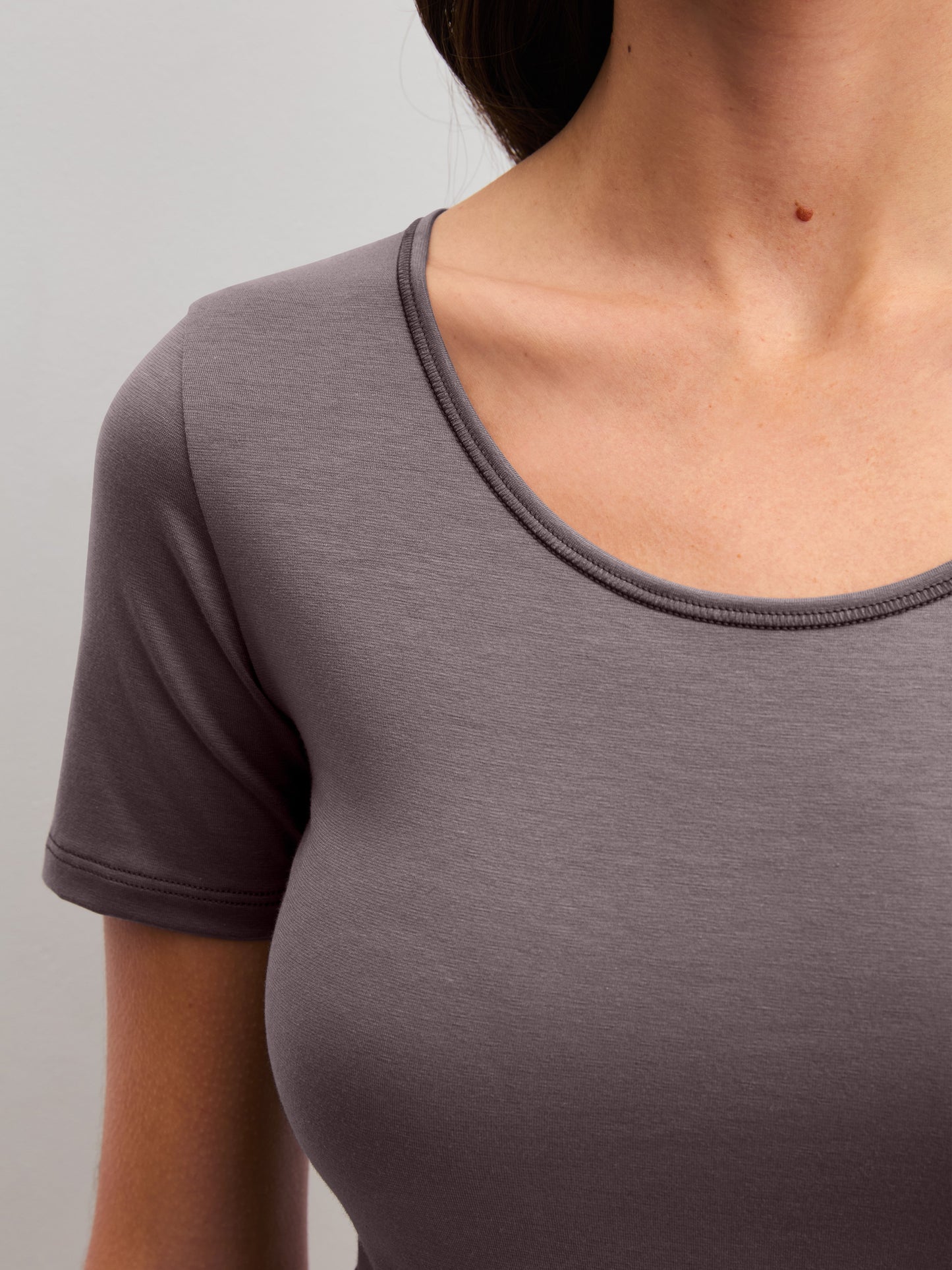 DAMEN Top kurzarm (Sparrow Brown)