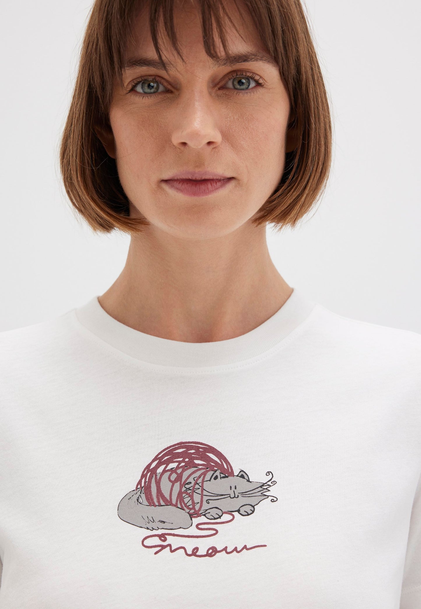 Cat Printed T-shirt (Antique White)