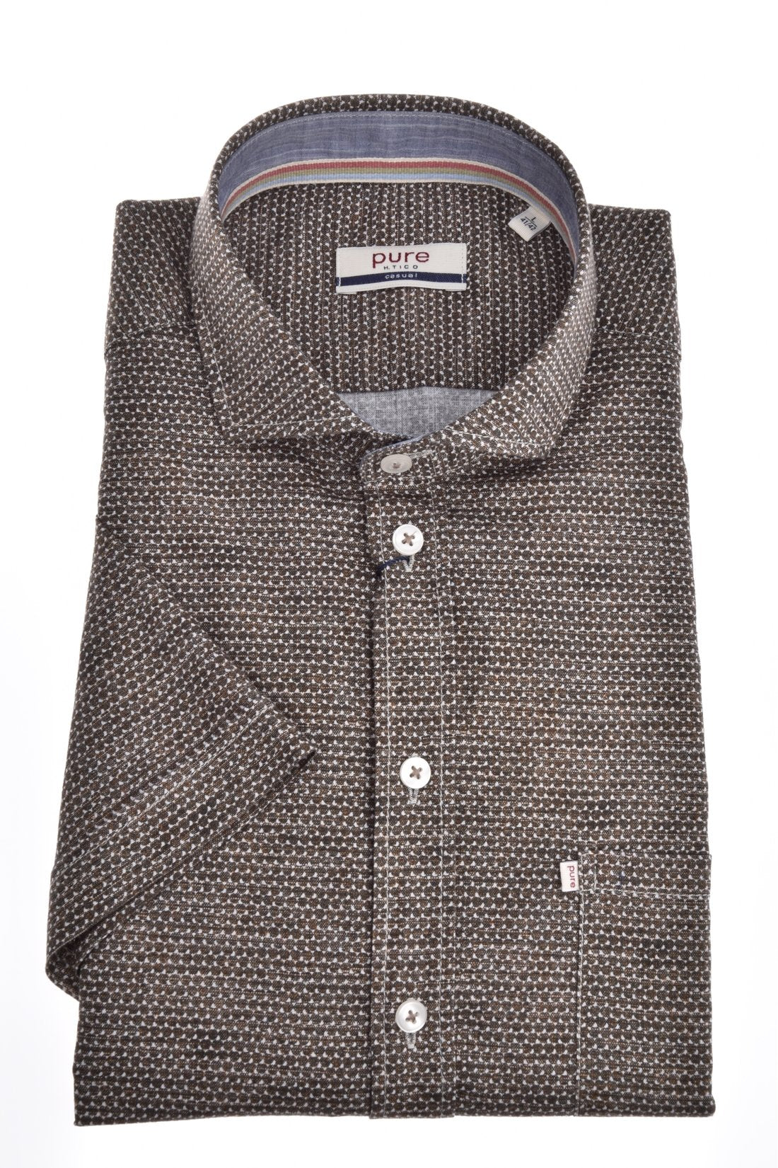 PURE- Casual Hemd Halbarm (Druck Ocker)