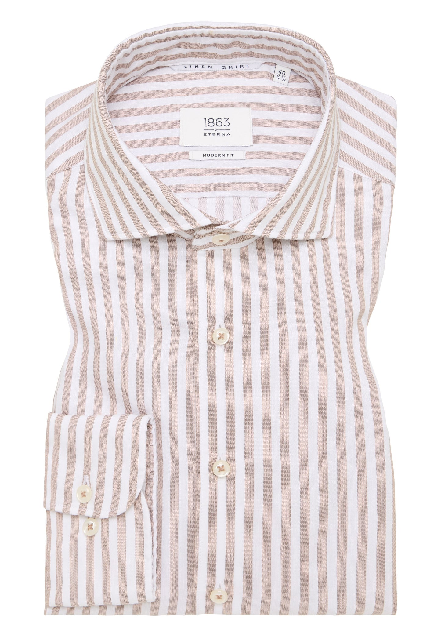 Linen Shirt Twill Langarm (Beige-braun)