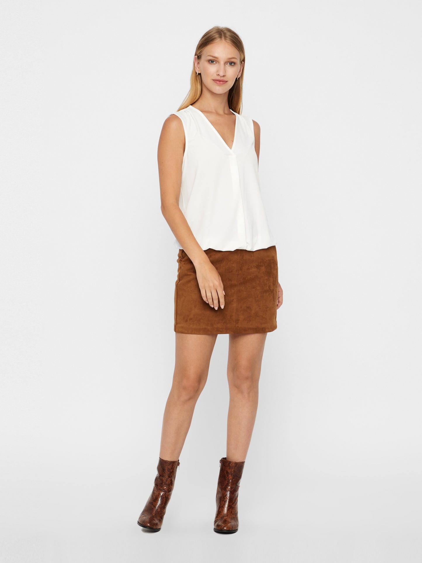 Vmdonnadina Fauxsuede Short Skirt Noos (Cognac)