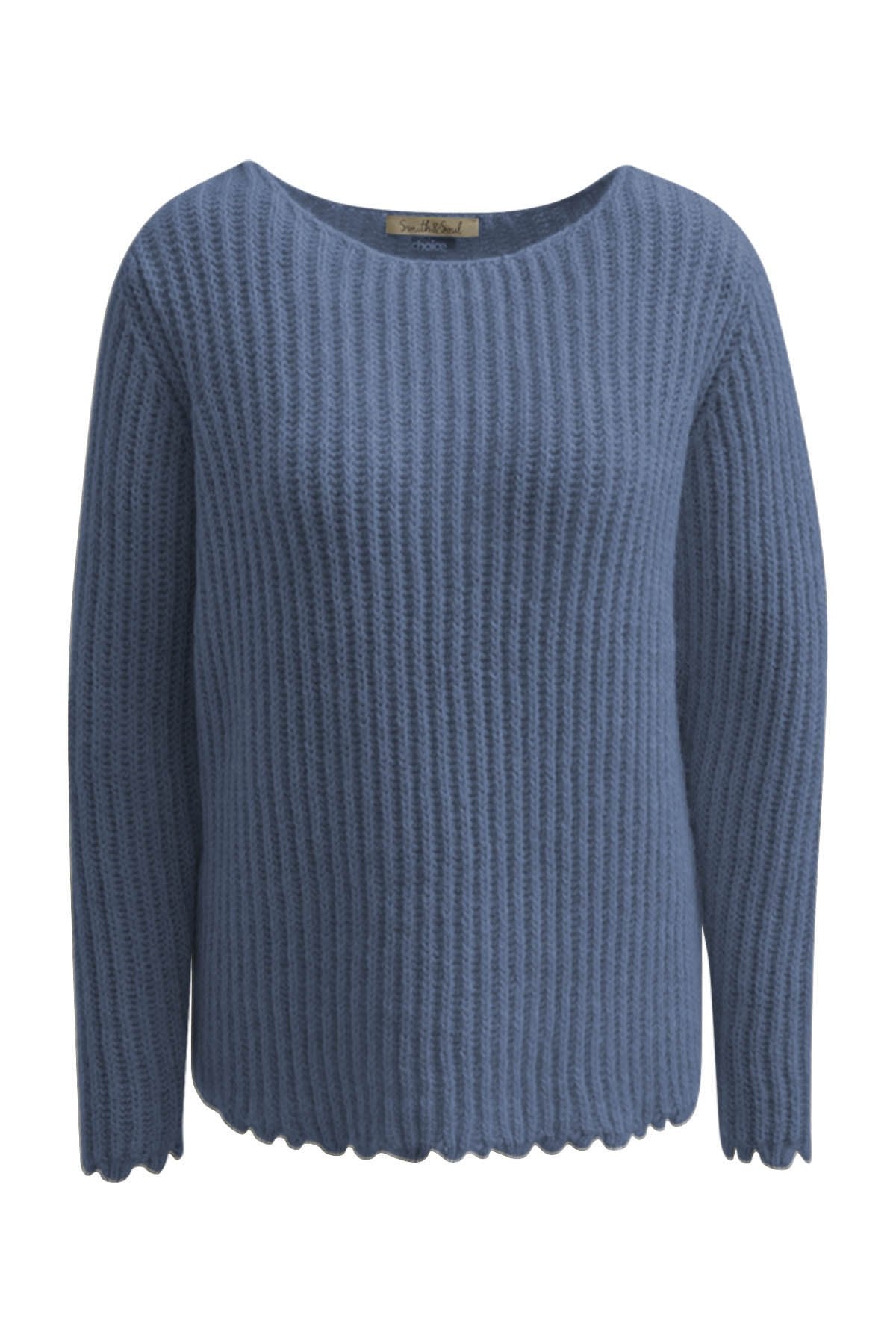 Boatneck Rib Pullover (Jeansblue Print)
