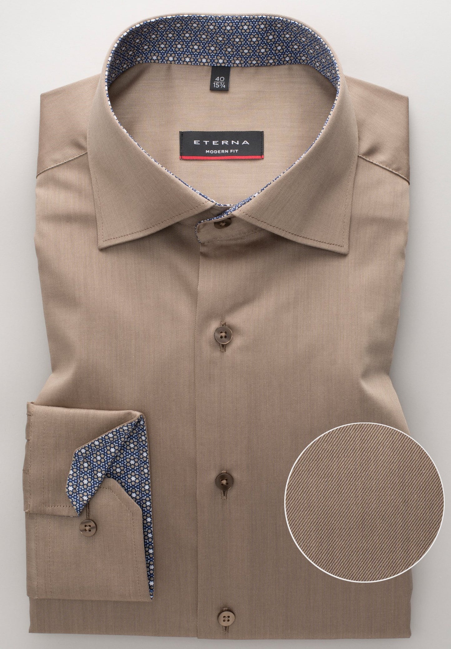 Hemd Twill Langarm (Beige-braun)