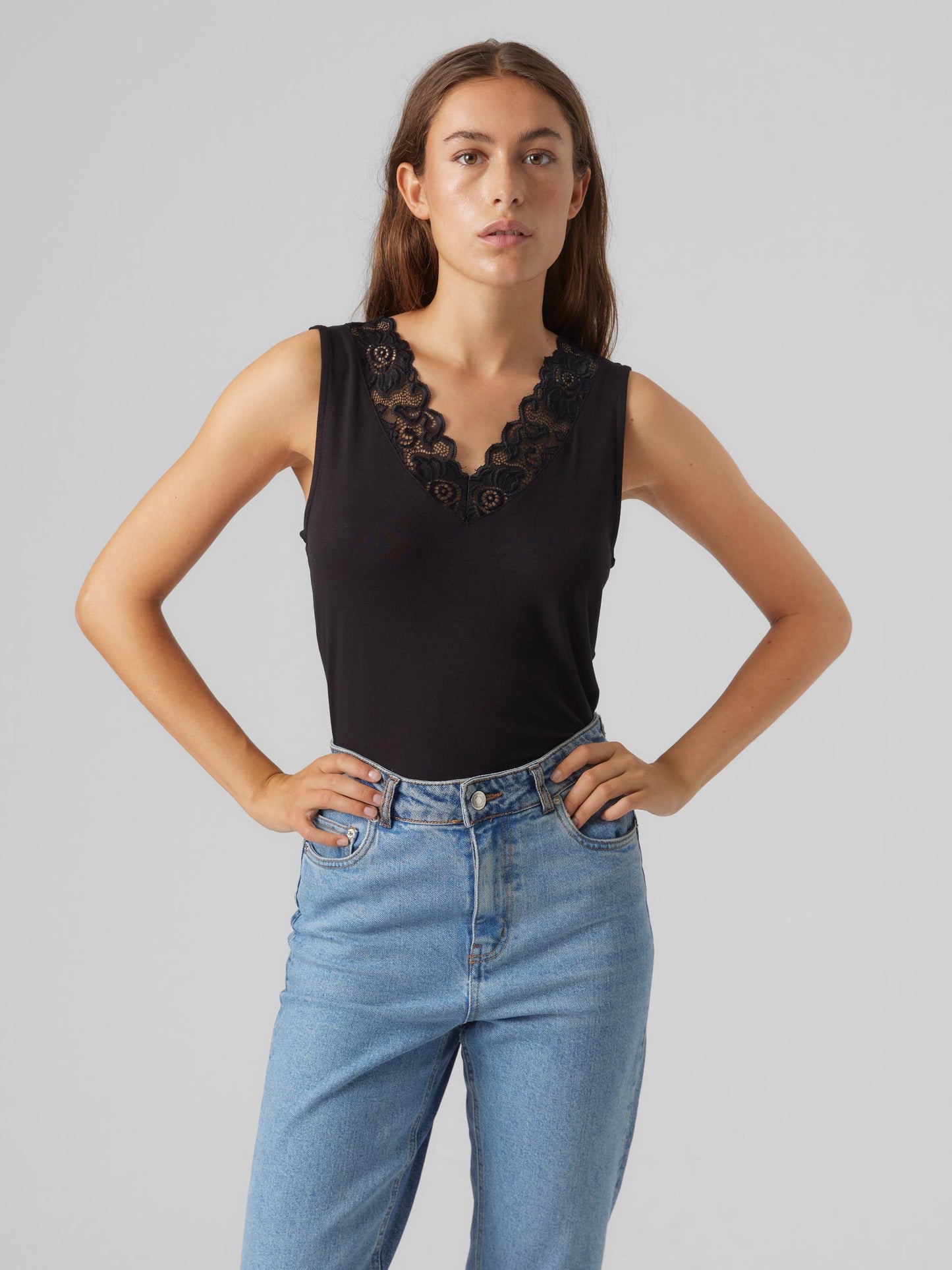 Vmrosa Sl V-neck Top Jrs Noos (Black)