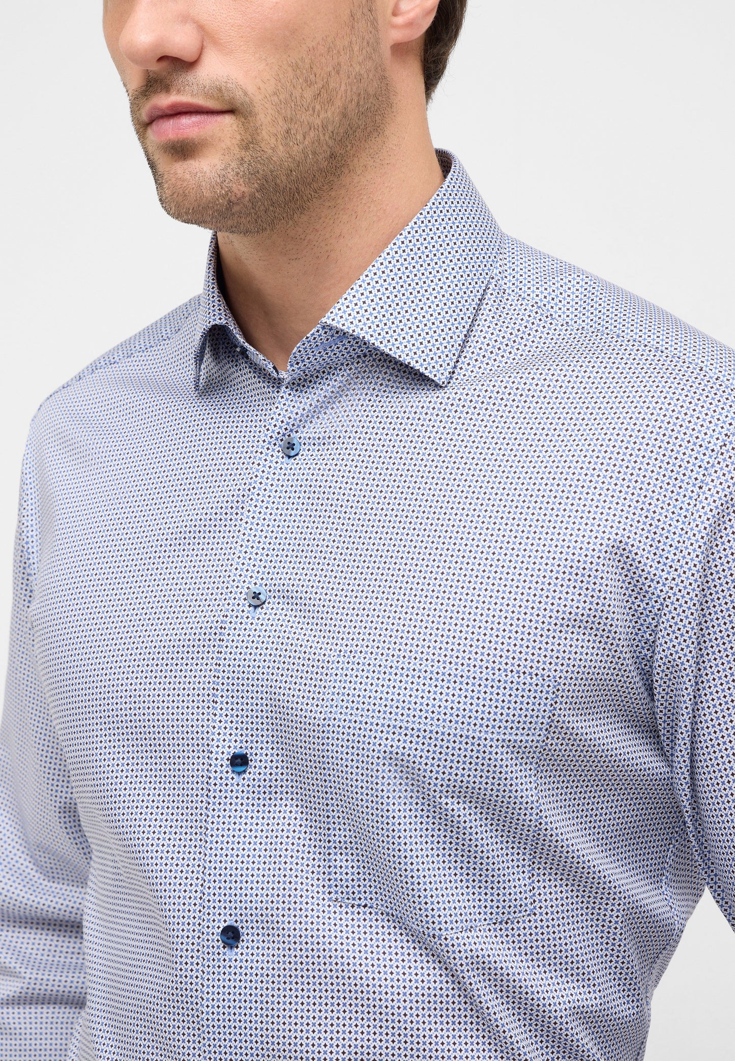 Hemd Twill Langarm (Mittelblau)
