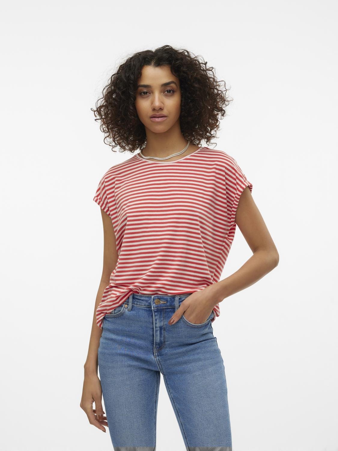 Vmava Plain Ss Top Stripe Ga Jrs Noos (Cayenne/pr)